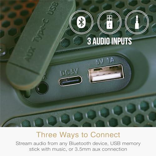 MEE audio MEE audio lightSPKR Bluetooth wireless speaker with camping lantern: 360 audio, 3 audio modes, 2 light colors & infinite brightness adjustment, IPX6 waterproof for indoor & outdoor use (Forest Green)