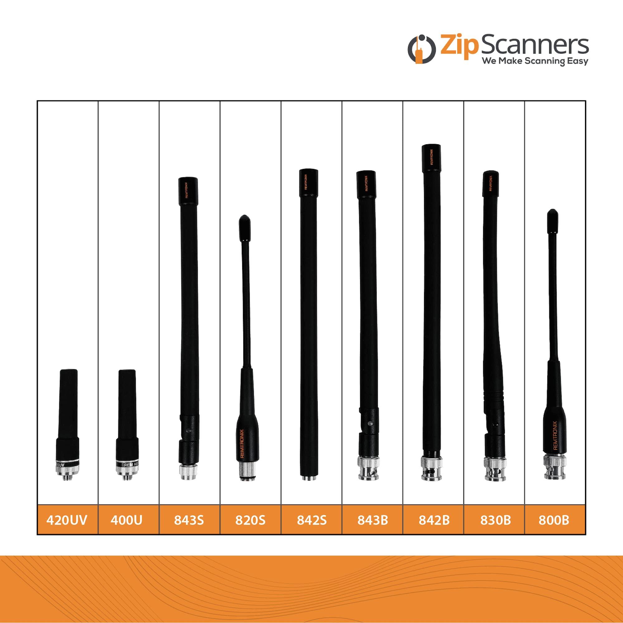 Zip Scanners Antenna for Police Scanner Radios | 843S Remtronix | SMA End Type | VHF/UHF/800 MHz Tri- Band | 8" Flexible Police Scanner Antenna | Increase Reception 25-100%