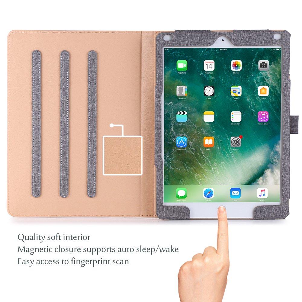 ProCase ProCase for iPad 9.7 Inch iPad 6th/5th Generation Case 2018 2017/iPad Air 2/Air 1 Case, Premium Leather Folio Corner Protection Multi-Angle Viewing Stand Cover with Front Pocket Pen Loop -Grey