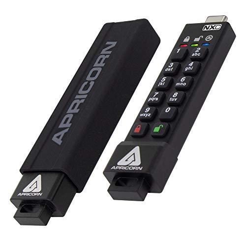 Apricorn Apricorn 32GB Aegis Secure Key 3 NXC 256-Bit Hardware-Encrypted USB 3.2 Type C Flash Drive, FIPS 140-3 Level 3 Validated (ASK3-NXC-32GB),Black