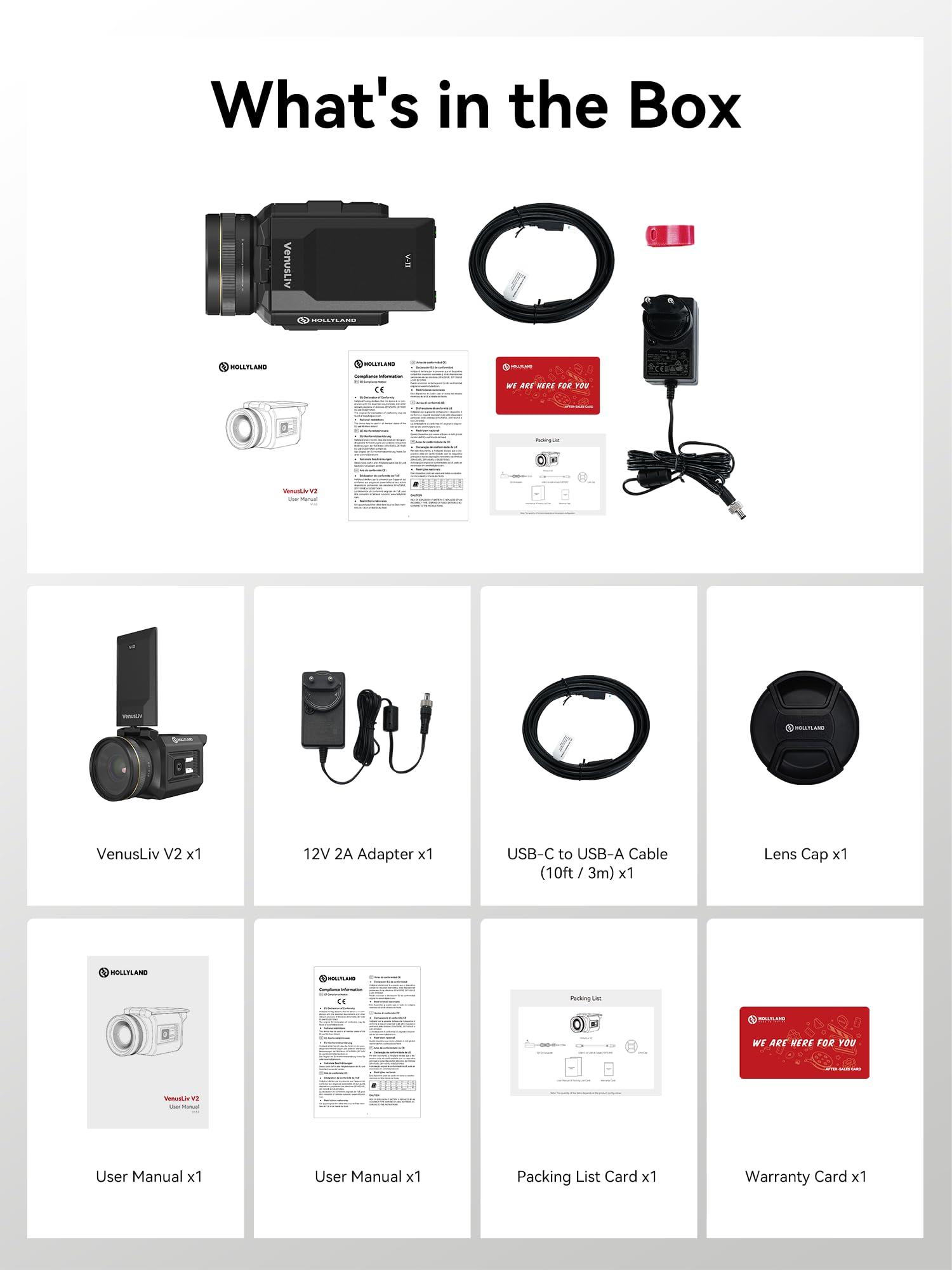 HollyView Hollyland VenusLiv V2 Wireless Live Streaming Camera, 4K30p/RTMP/USB-C/HDMI Video Output, Stream LAN/Wi-Fi, for Built-in Installed Tiktok/YouTube/Facebook/Twitch/Online Course Teaching Live Streaming