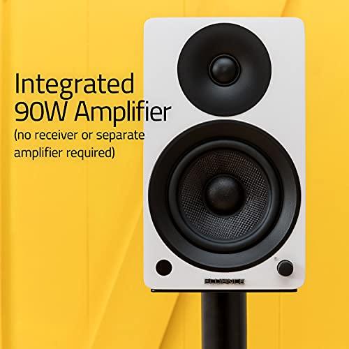 Fluance Fluance Ai41 Powered 2-Way 2.0 Stereo Bookshelf Speakers with Speaker Stands 5" Drivers 90W Amplifier for Turntable Bluetooth 5 Wireless Music Streaming with RCA Optical Subwoofer Out (Natural Walnut)