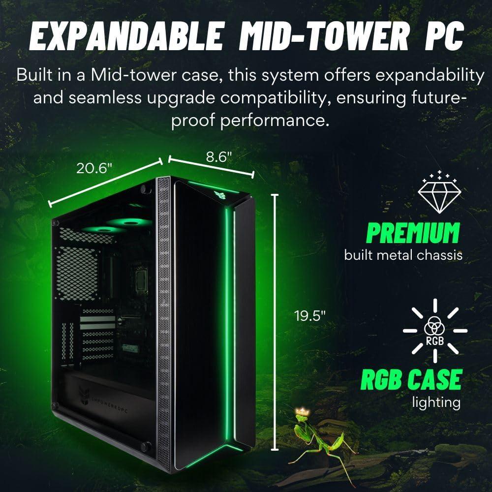 Empowered PC Mantis V2 Gamer Desktop PC (NVD GeForce RTX 4060 Ti, Intel 10-Core i7-12700KF Processor (> 11700F), 32GB DDR5 RAM, 1TB NVMe Gen4 SSD, WiFi 6, USB-C, Windows 11 Pro) RGB Gaming Computer Tower