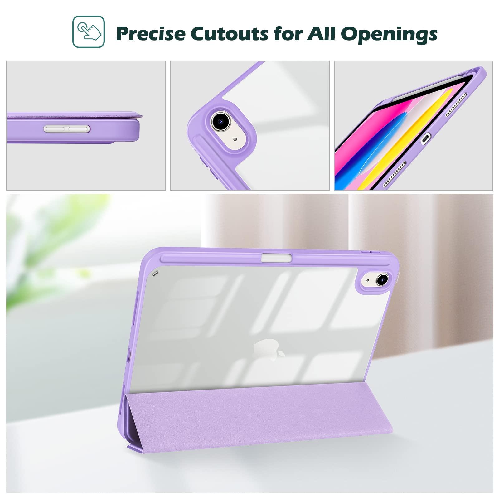 ProCase ProCase for iPad 10th Generation Case with Pencil Holder 2022 10.9 Inch, Clear Back iPad 10 Case, 10th Gen iPad Case for A2696 A2757 A2777 -Purple