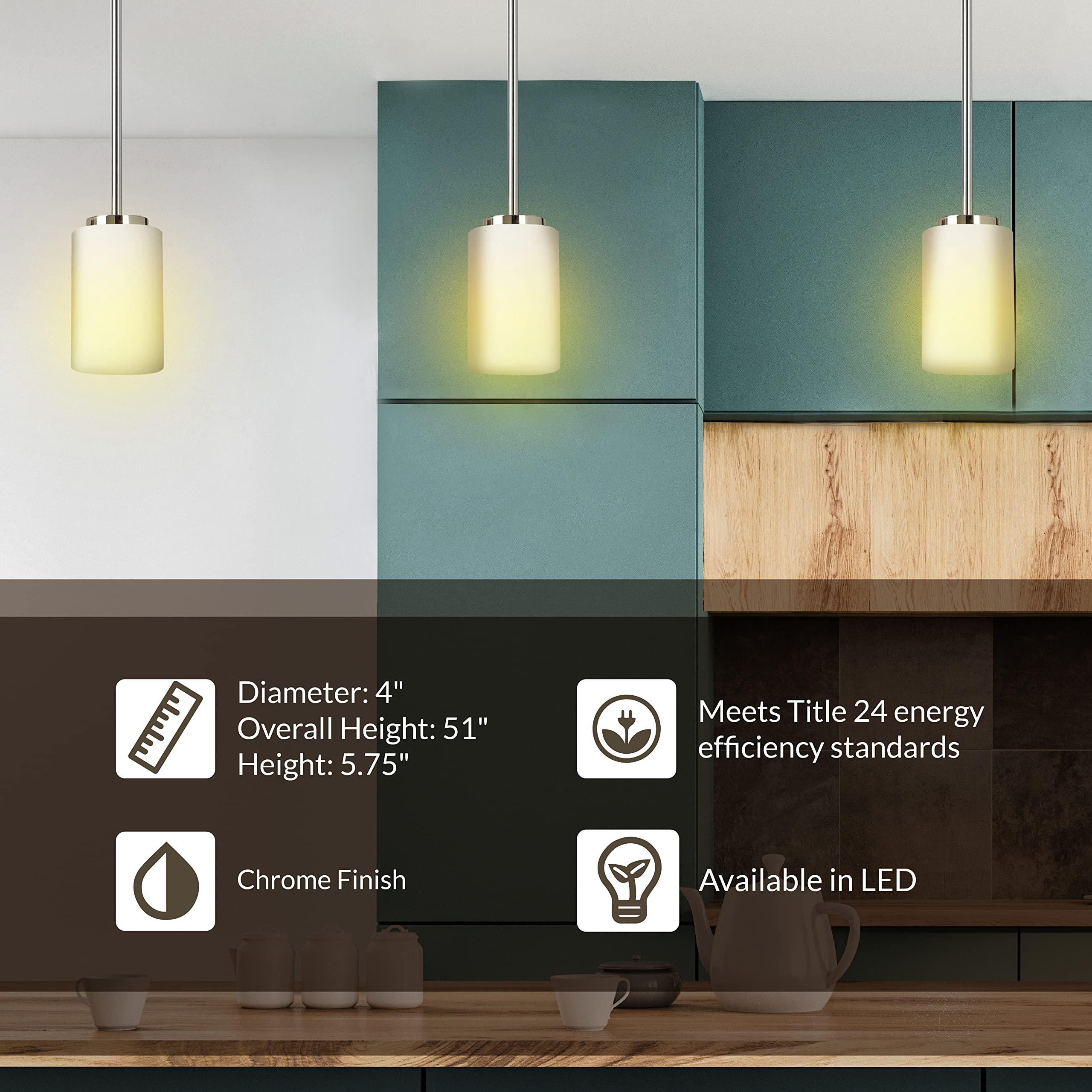 Sea Gull Lighting Generation Lighting 1-Light Oslo Pendant Light Fixture Chrome 61160EN3-05, Modern Ceiling Light Fixture for Home Decor| Pendant Light Fixture for Indoor Lighting or Outdoor Dcor