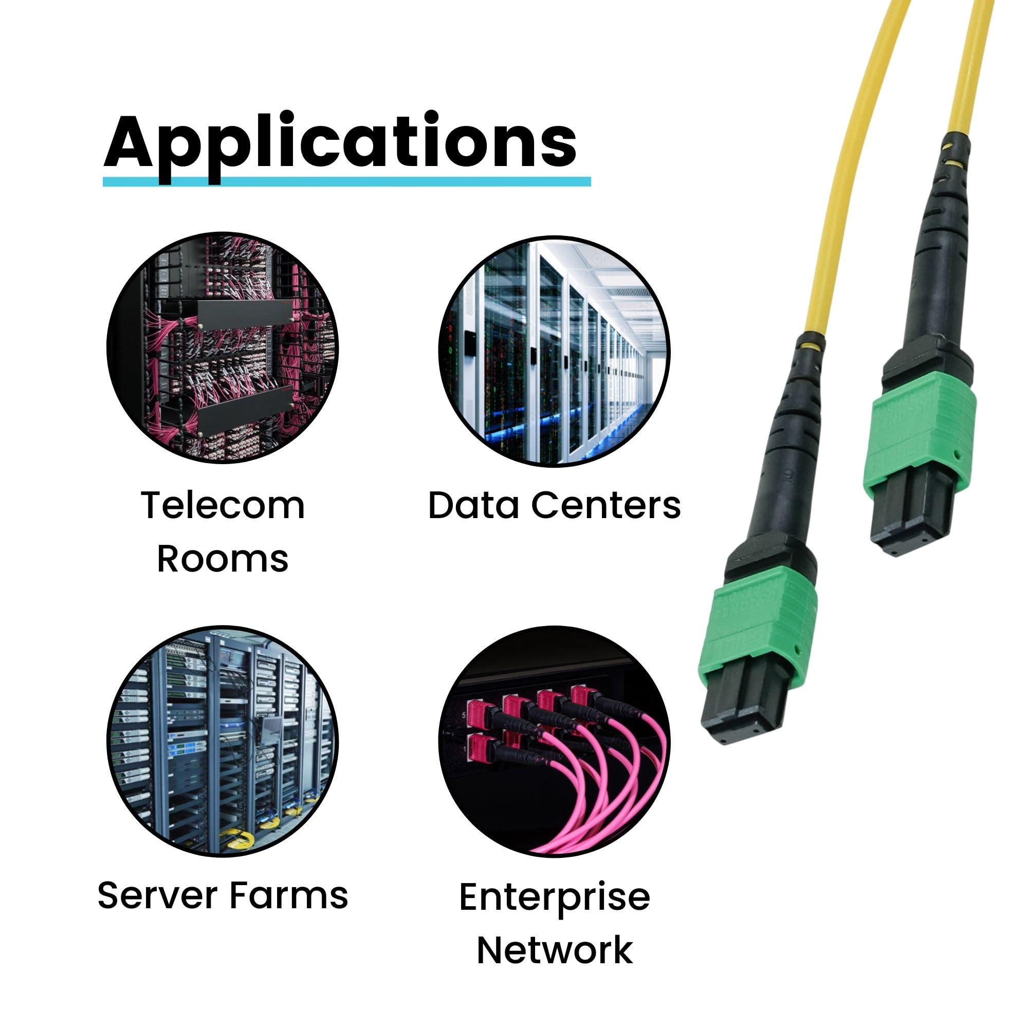 TRUE CABLE trueCABLE MTP/MPO Elite APC OS2 SM 12F Unpinned (F) Type B Polarity Plenum (OFNP) QSFP28 40/100/400G UL Listed Fiber Patch Cable, 15m (49.21ft), 1pc