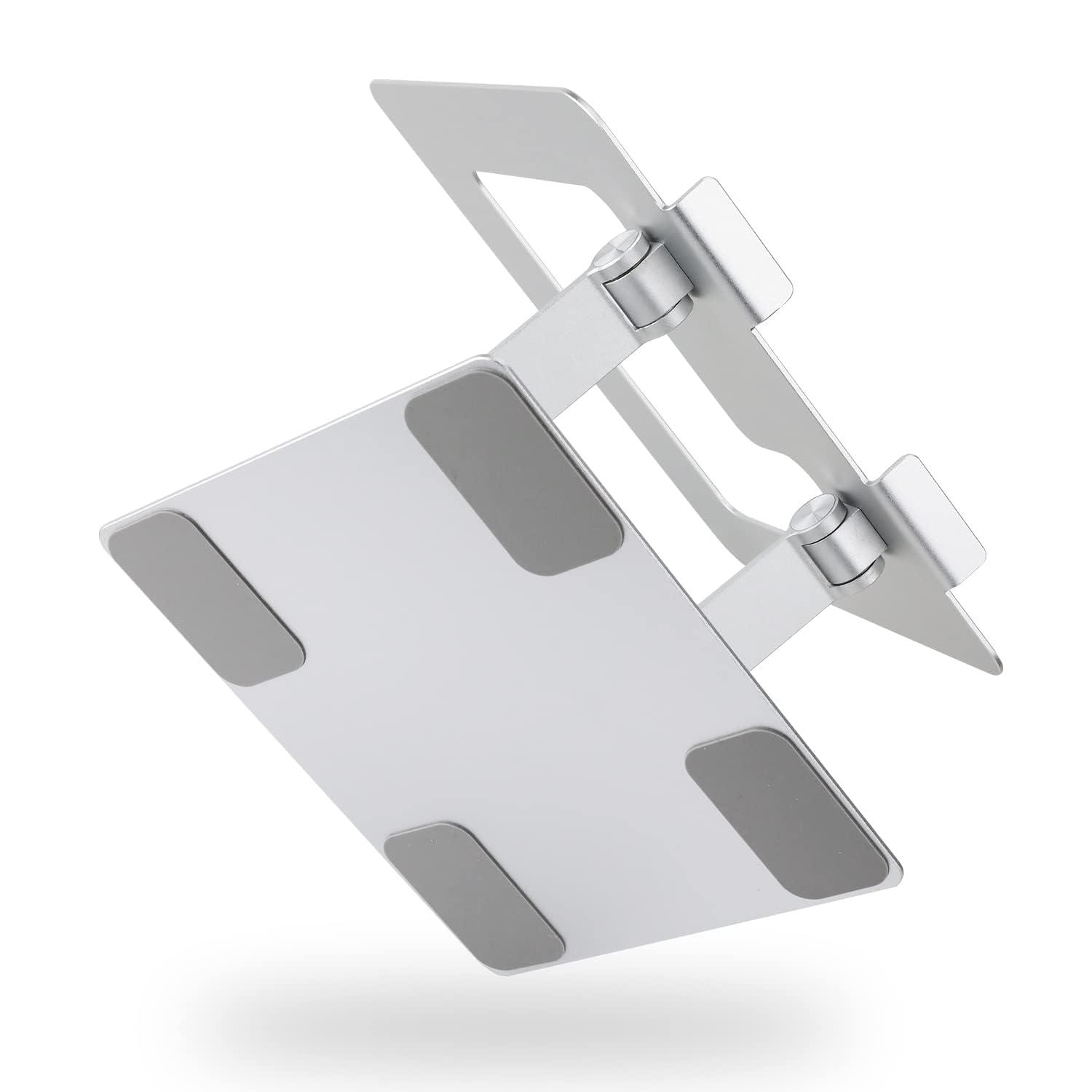 Amazon Basics Amazon Basics Ergonomic and Foldable Laptop Stand for Desk, Adjustable Riser, Fits all Laptops and Notebooks up to 17.3 Inch, 10 x 8.7 x 6 in, Silver