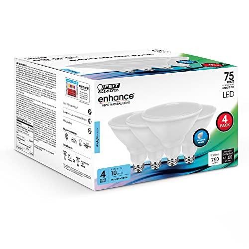 Feit Electric Feit Electric LED PAR38 Bulbs, 75W Equivalent, Non Dimmable, 5000k Daylight, 750 Lumens, 10 Year Lifetime, E26 Base, PAR38 Flood Lights, CRI 90, Damp Rated, 4 Pack, PAR38/950CA10K/MP/4