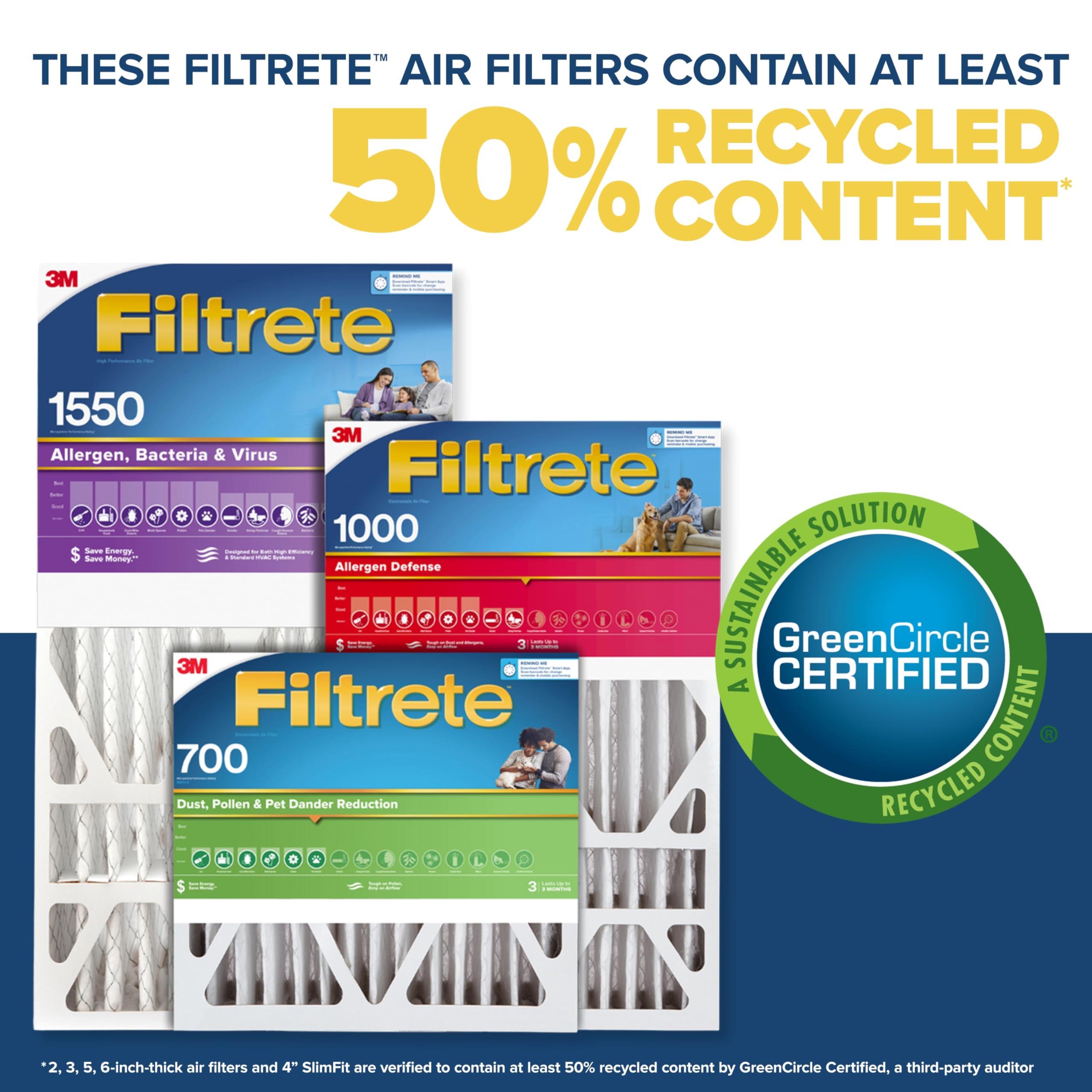 Filtrete Filtrete 20x20x4 AC Furnace Air Filter, MPR 1550, MERV 12, Fits Lennox & Honeywell, Allergen, Bacteria & Virus, Electrostatic Air Cleaning Filter, 4-Pack (actual size 19.88 x 19.88 x 4.31)