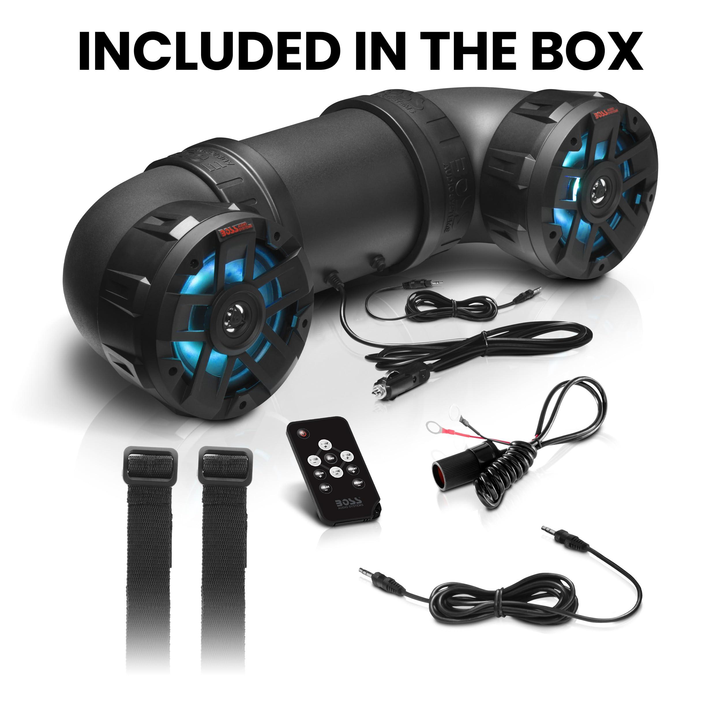 BOSS Audio Systems BOSS Audio Systems ATV8BRGB ATV UTV Sound System - 8 Inch Speakers, 1.5 Inch Tweeters, Full Range, IPX5 Weatherproof, Bluetooth, Built-in Amplifier, Multi-Color Illumination, Golf Cart Compatible