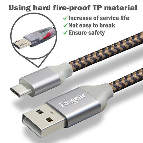 Fasgear Fasgear Micro USB Cable 10 ft, 3 Pack Fast Charging Micro USB 2.0 High Speed Data Sync Nylon Braided Android Smartphone Charger Compatible for S7 Edge/Note 5,HTC,PS4, Kindle (Blue,Gold,Rose)