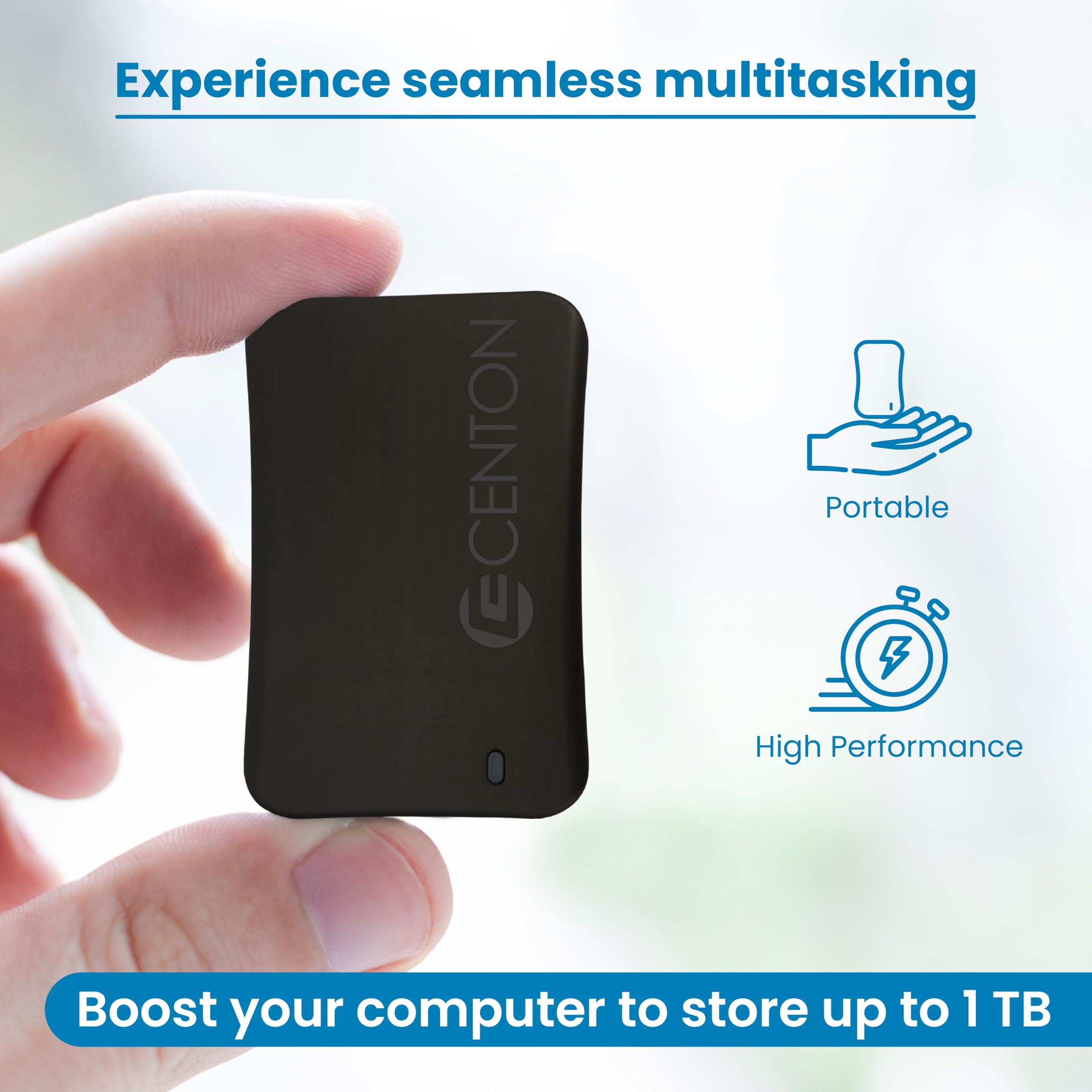 Centon Centon External SSD (Black), USB-C 3.2 Gen 2, 1000GB