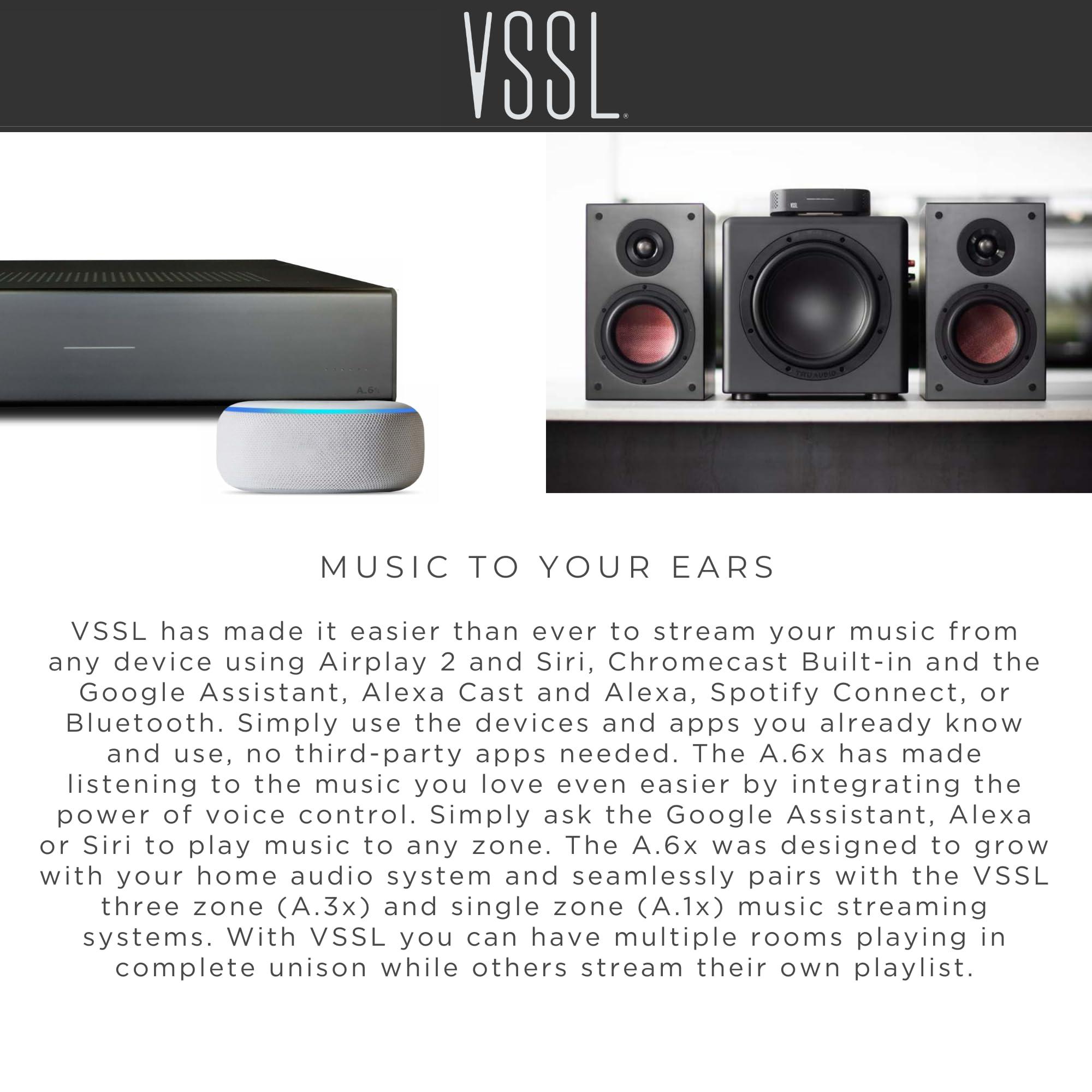 VSSL VSSL A.3X 6-Channel, 3 Zone, Audio Streaming Amplifier, Compatible with AirPlay 2, Chromecast, Amazon Alexa, Spotify Connect, Bluetooth| 6 Channel Whole Home Audio Amp | Multiroom Audio Controller