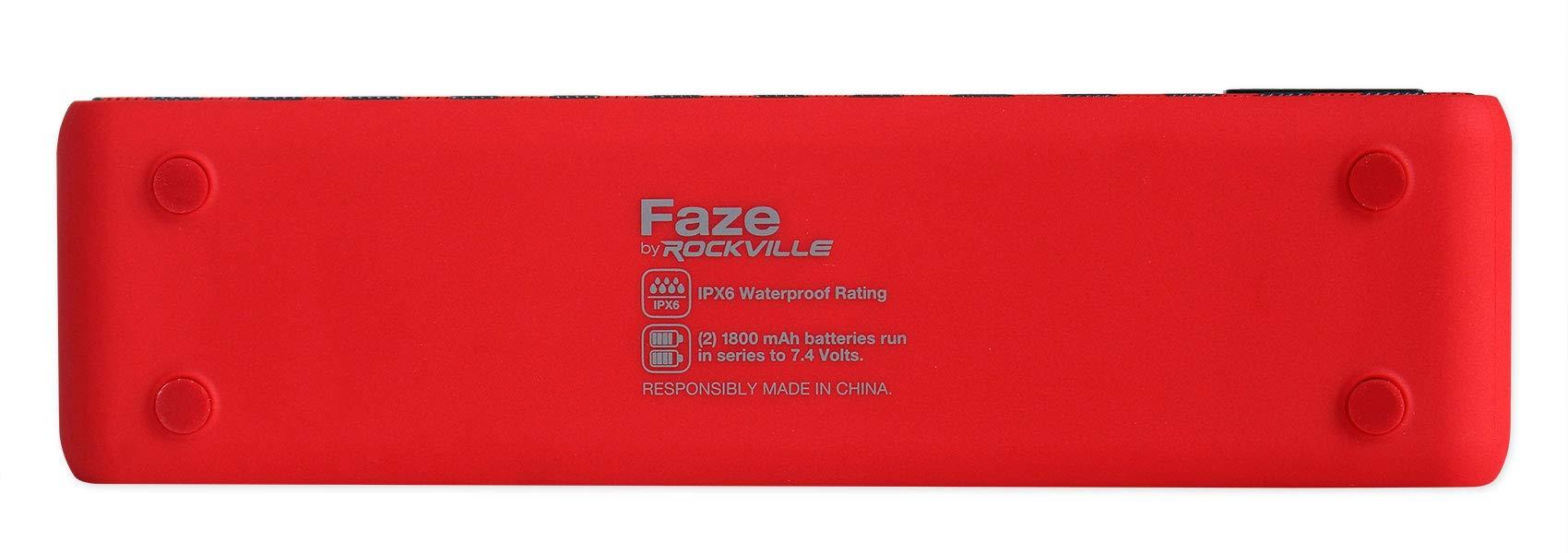 Rockville Rockville Faze Portable Bluetooth Speaker TWS Wireless Link 36 Hour Battery, Red