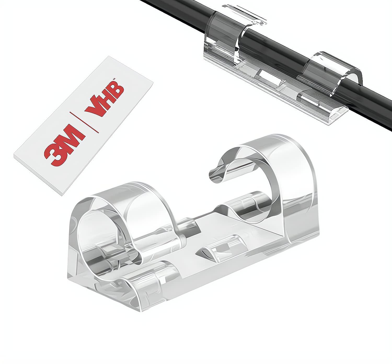 AFFAVON 80pcs Adhesive Cable Clips 90 Strips, Finisher Wire Clamp Cord Clips Cable Management Light Clips Cable Organizer Max.1/4" Wire Hider for Cords