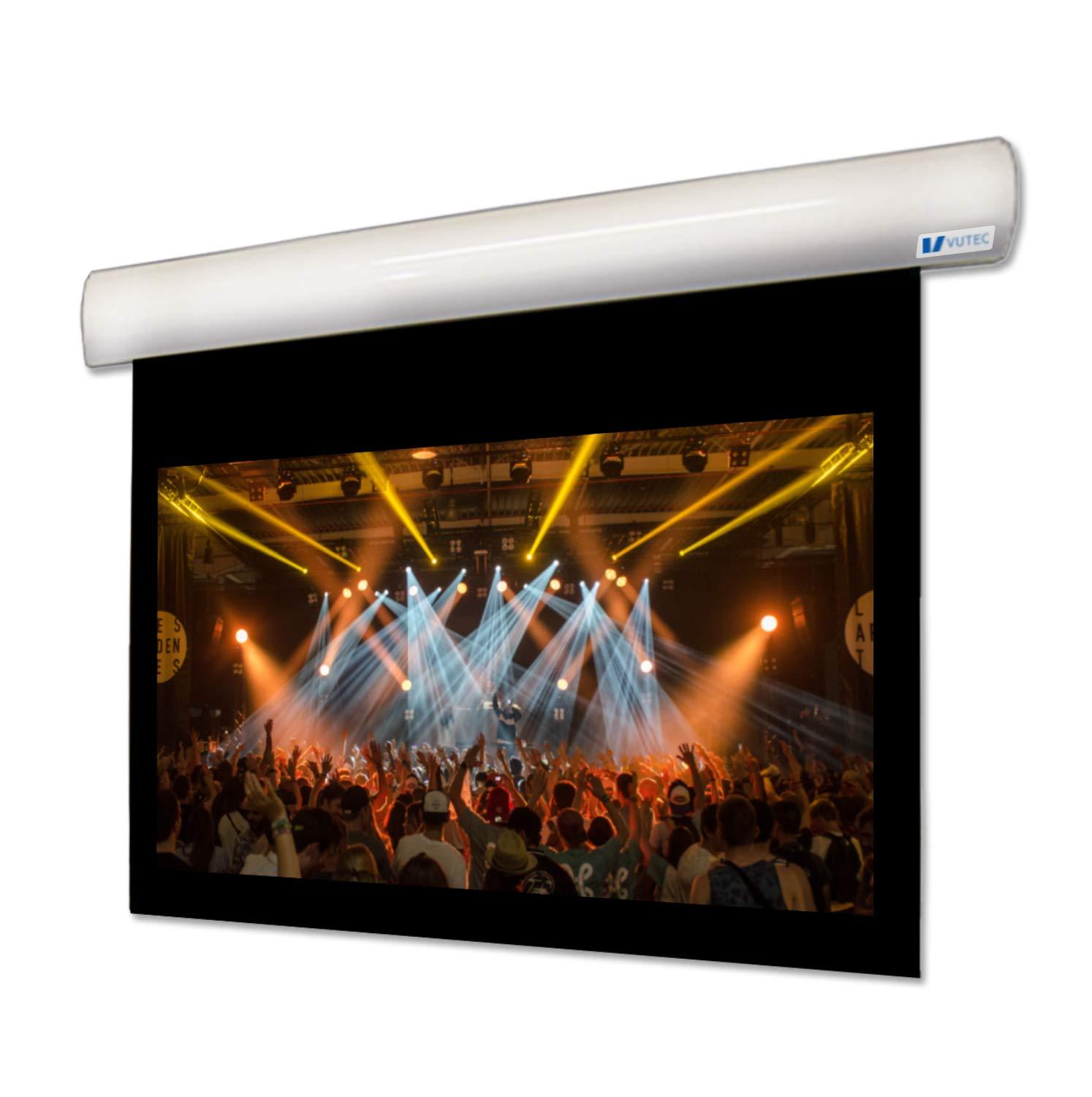 V Vutec Vutec Lectric 1 Wall Or Ceiling Projector Screen 92In to 159 in Diag 16:9 | Black or White Housing Electric Anti-Crease Movie Home Theater Cinema | USA Made (Black Housing, 137" DIAG. 16:10)