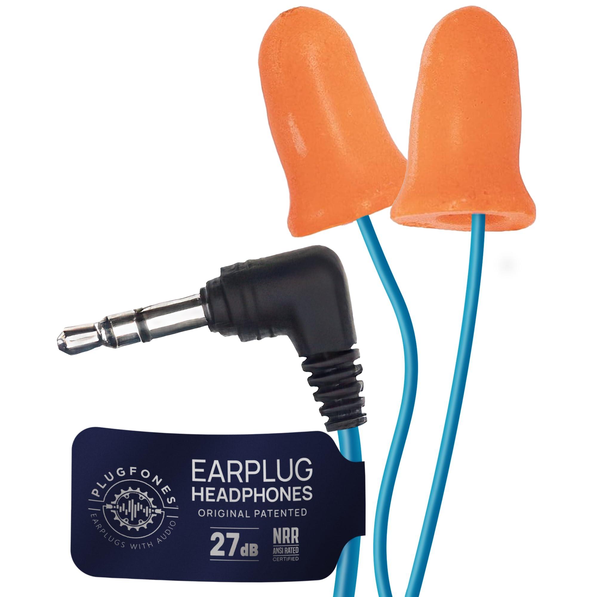 Plugfones Plugfones Basic Earplug-Earbud Hybrid - Noise Reducing Earphones - Orange