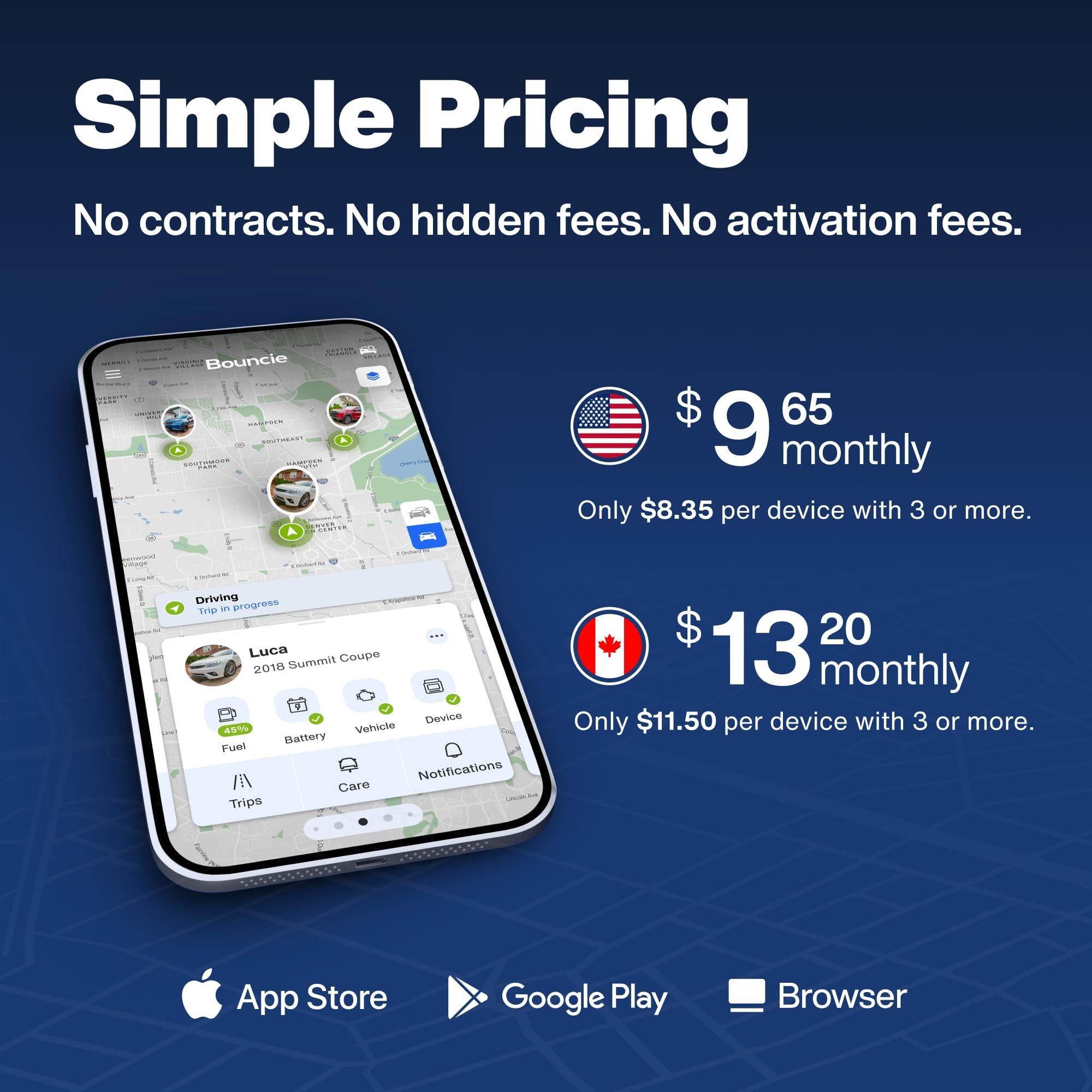 Bouncie Bouncie GPS Tracker for Vehicles with Real-Time Location, Route History, Speed Monitoring, Geo-Fence & Accident Notifications - for Fleets & Family - Cancel Anytime