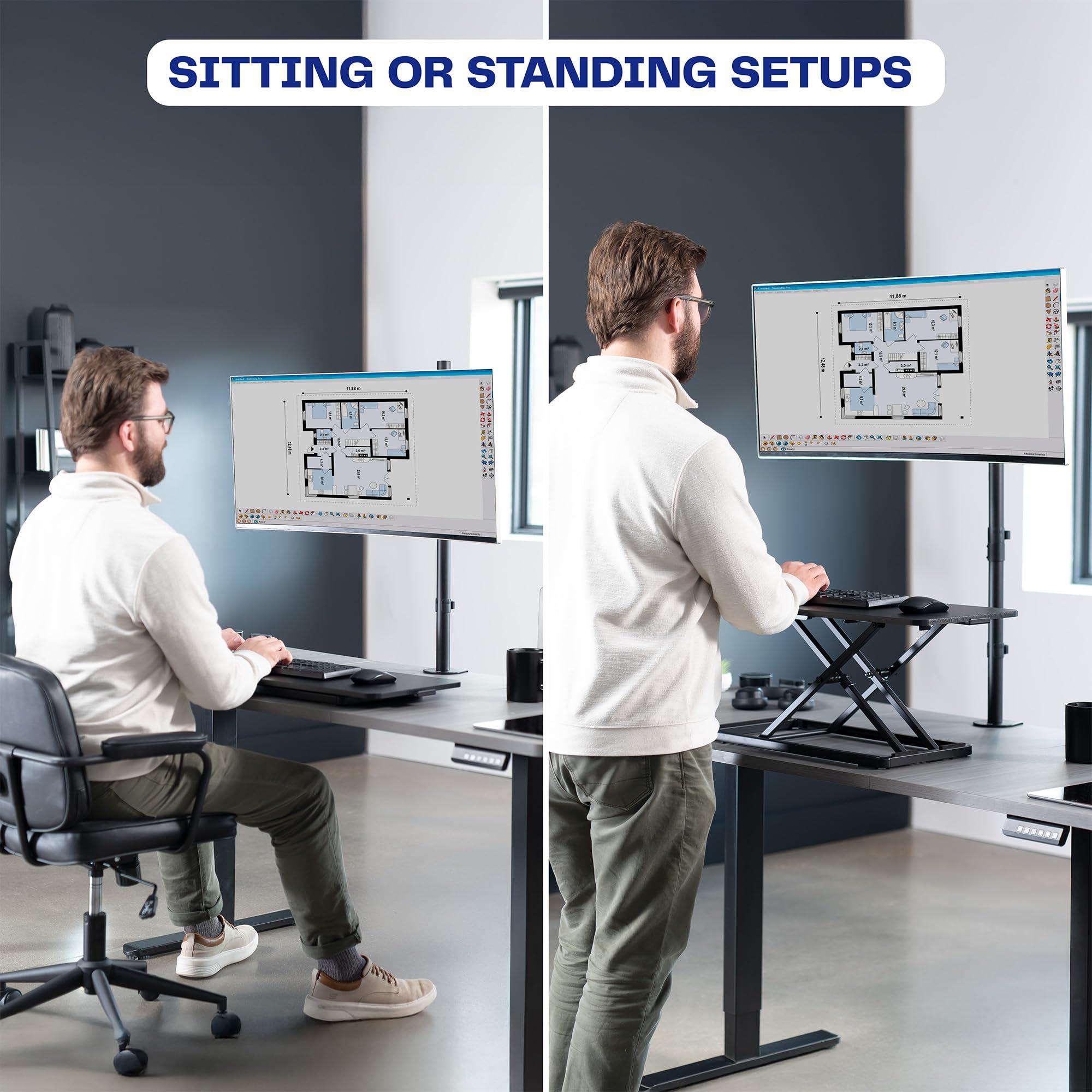 VIVO VIVO Single Monitor Desk Mount, Extra Tall Fully Adjustable Stand for 1 LCD Screen up to 32 inches, Ultra Wide Screens up to 38 inches, 22 lbs Capacity, STAND-V001T