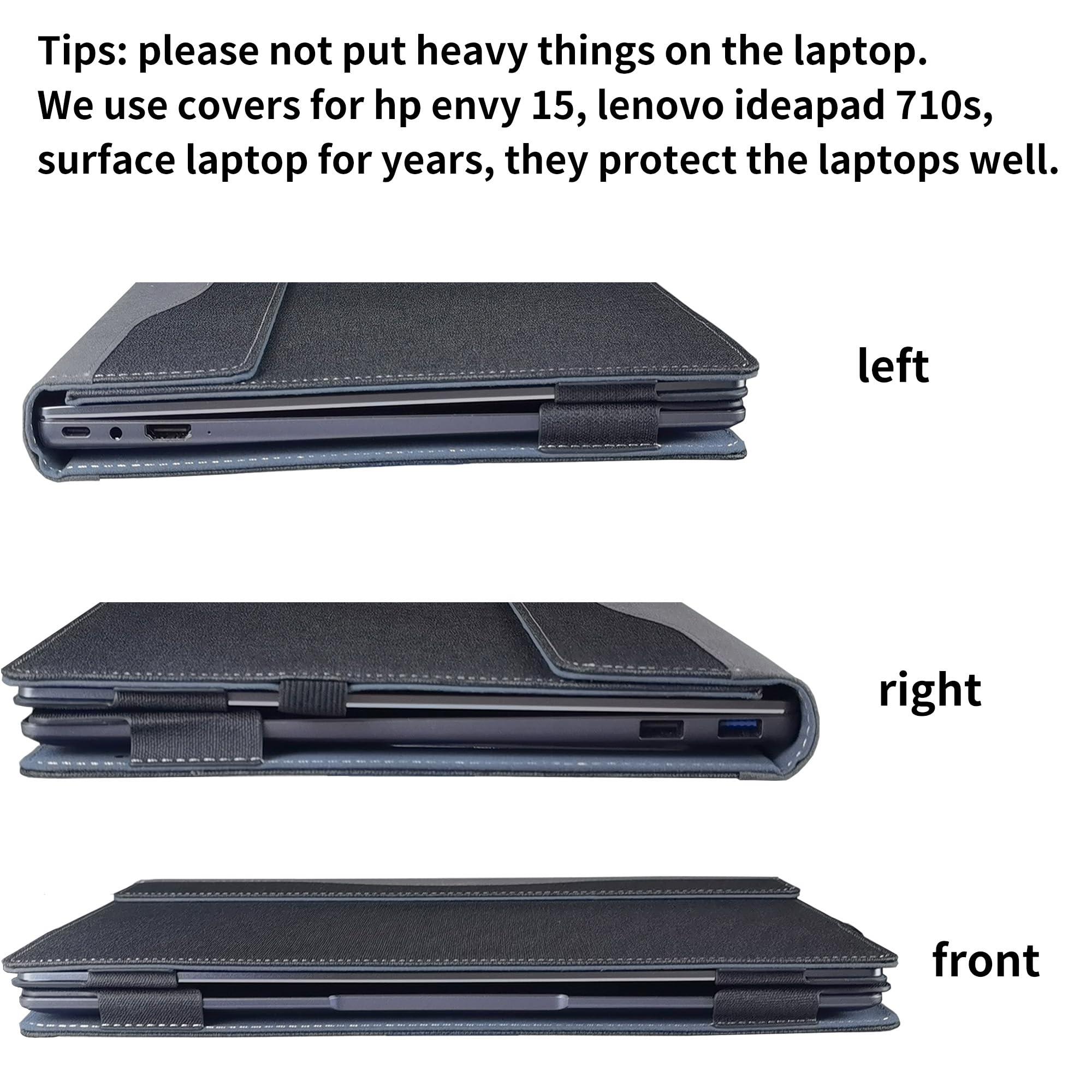 xisiciao Laptop Case for Microsoft Surface Laptop 7 15" (2024 Released), Detachable Notebook Sleeve, Computer Bag Protective Cover PU Shell with Heat Dissipation Hole (Dark Grey)