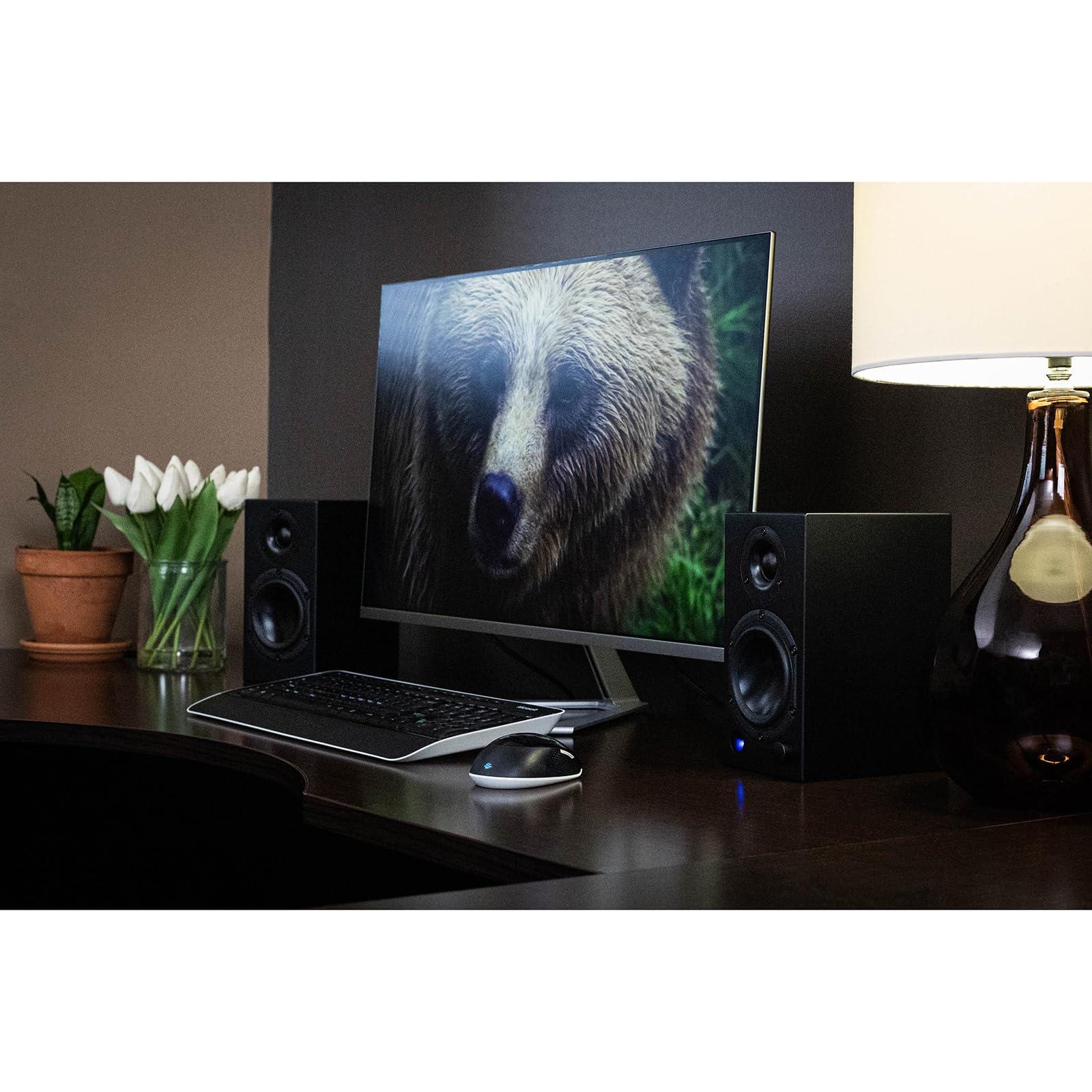 Dayton Audio Dayton Audio M4 Powered Desktop Speakers with Bluetooth and USB DAC | Remote Included | 150W Peak Power | Pair (Black, 4in)