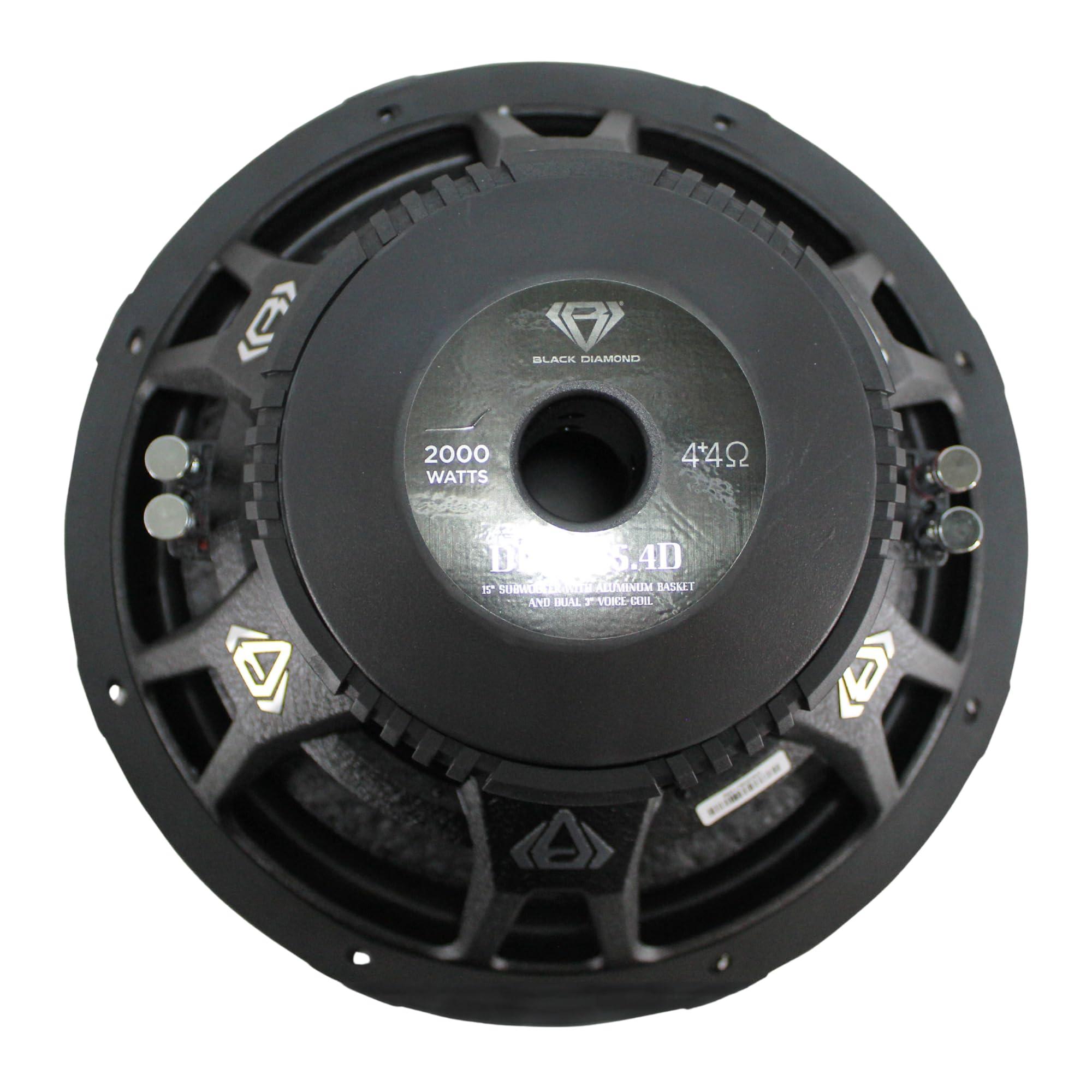 DS18 Black Diamond DIA-T15.4D 15\" Car Audio Subwoofer 4-Ohm Dvc 2000 Watts (1 Speaker)