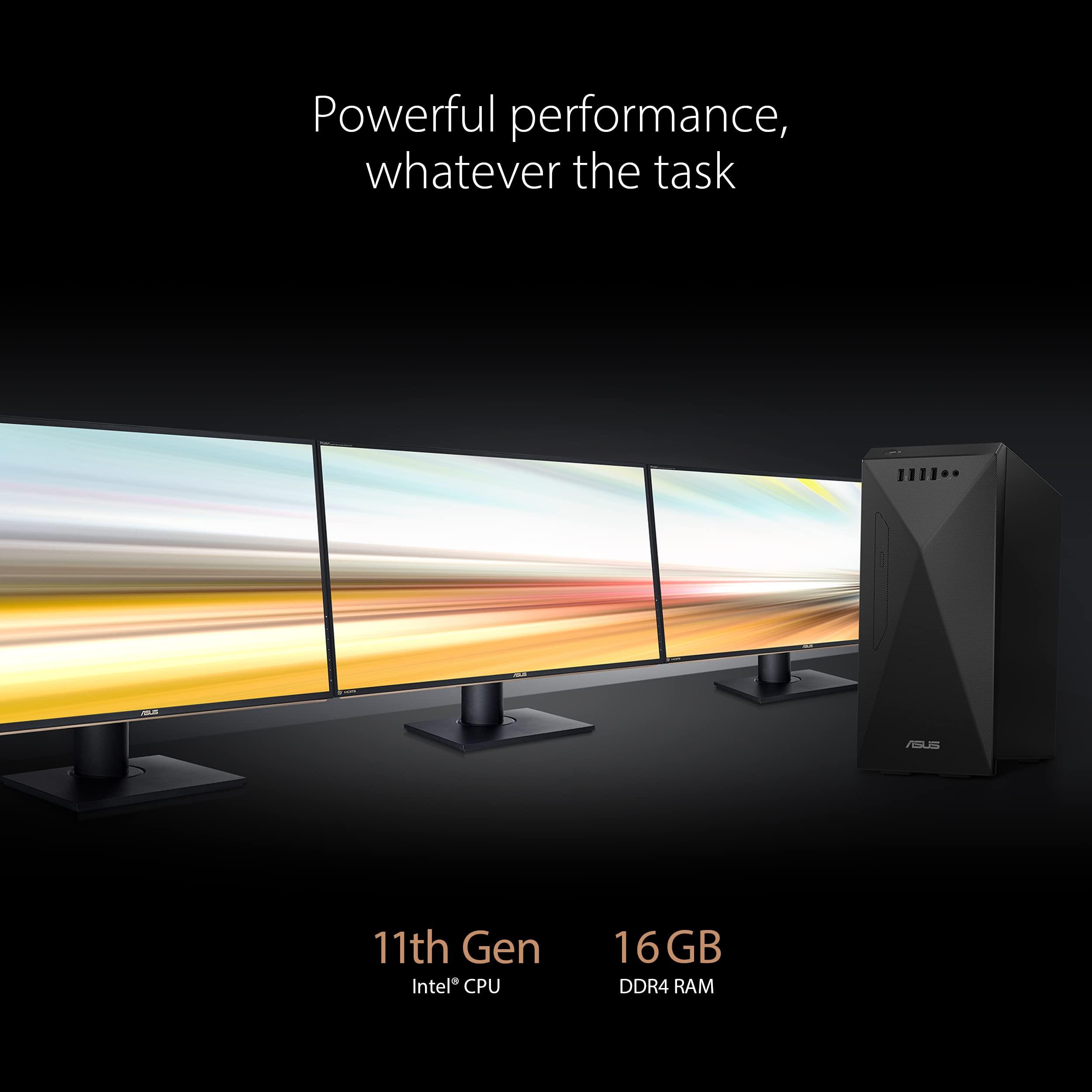 ASUS ASUS S500MC Small Form Factor Desktop PC, Intel Core i7-11700, 16GB DDR4 RAM, 512GB PCIe SSD, TPM 2.0, Windows 11 Home, Black, with an Optical Drive, S500MC-DH704