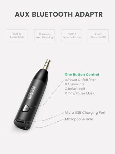 ZOACHII ZOACHII Bluetooth Aux Adapter for Car, Wireless Bluetooth 5.0 Audio Receiver with 3.5mm Jack for Vehicle Truck Home Stereo Speaker Headphone Music Streaming, Handsfree Calling, [1 Piece]