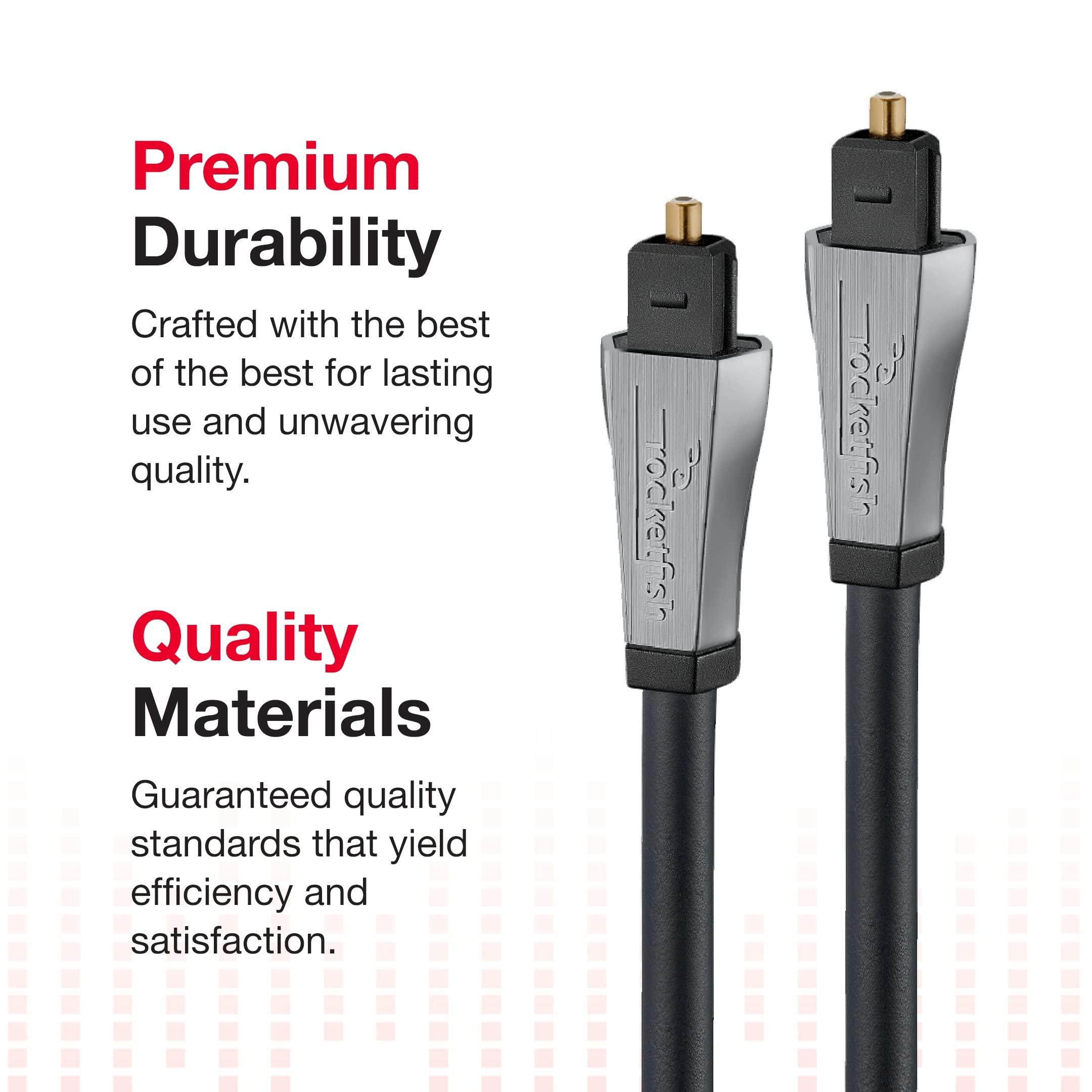 Rocketfish Rocketfish Toslink Optical Audio Cable - Fiber Optic Audio Cable for Home Theater & Sound System - Durable Cable Cord for Quality Audio - Black Optical Cable for TV & Soundbar - 8'