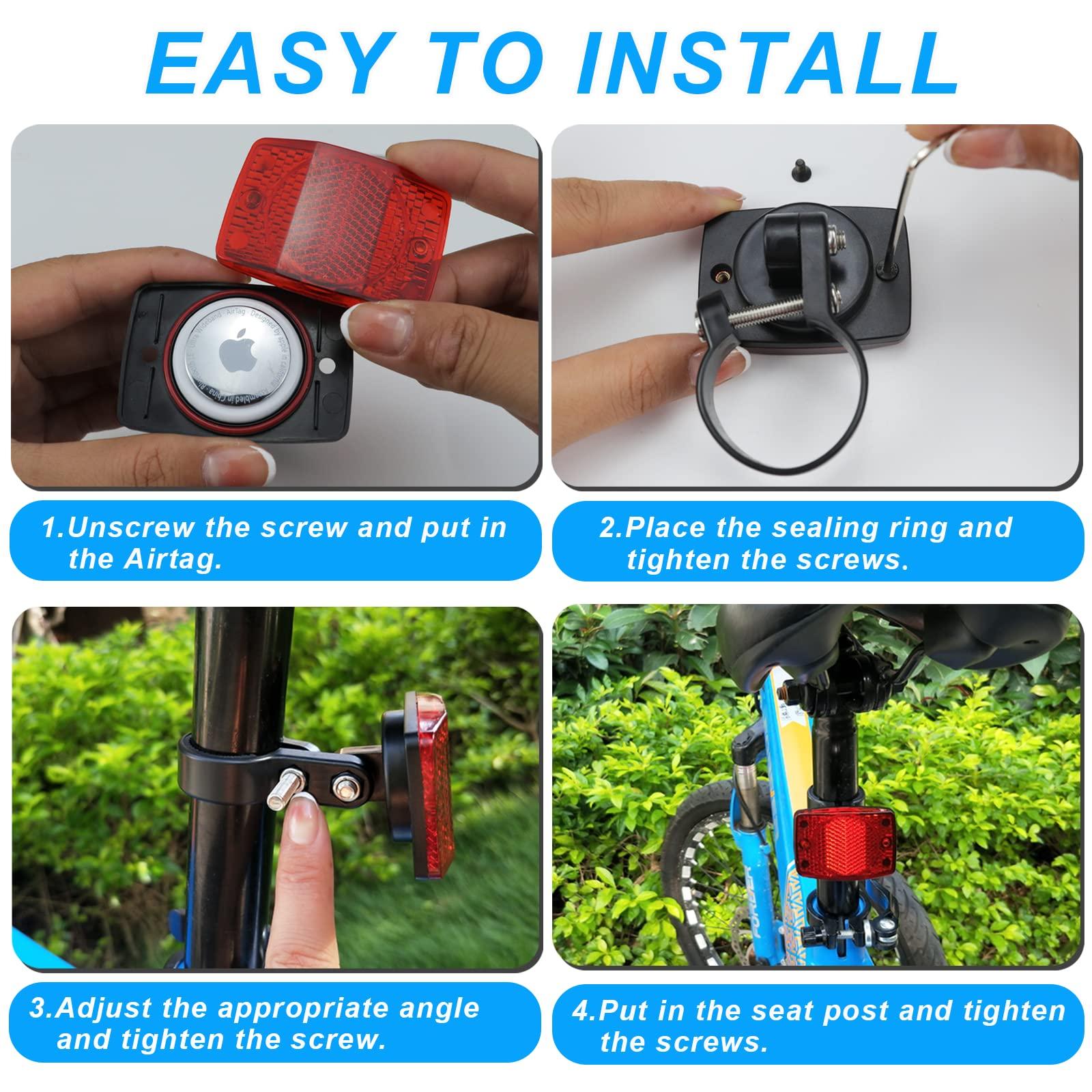 PerfiPro Airtag Bike Mount, Hidden Bike GPS Tracker Case for Apple Airtag, Airtag Bike Seatpost Reflector Mounts, Anti-Theft Airtag Holder for Bike, Electric Bicycle, Scooter (2 Pack)