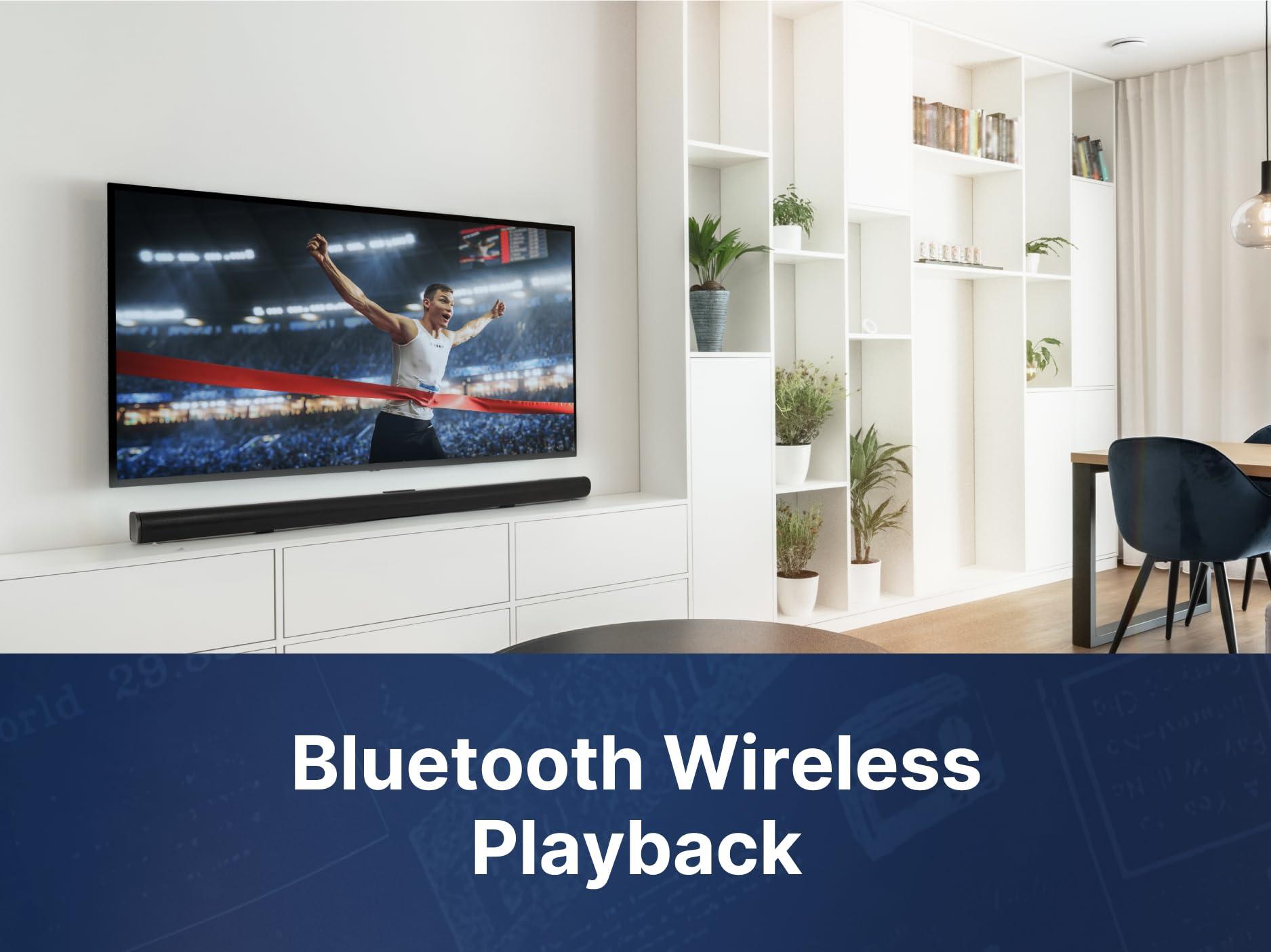 Emerson Emerson EHS-2003 42-Inch Bluetooth Soundbar with HMDI ARC, Wireless NFC Connectivity, 2.0 Channel Audio, USB/AUX Inputs, FM Radio, Wall Mountable Design, and Remote Control