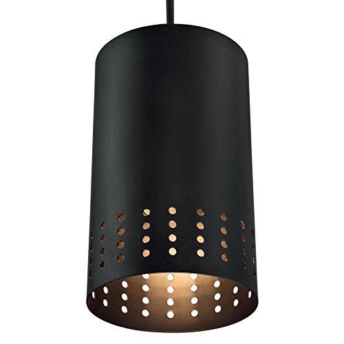 Westinghouse Lighting Westinghouse 6356600 Contemporary One-Light Adjustable Perforated Cylindrical Metal Shade, Black Finish Mini Pendant
