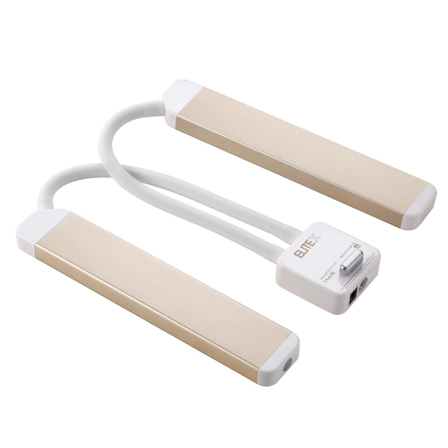 Glamcor GLAMCOR Elite X Portable LED Lighting Kit for Eyelash Extension, Esthetician, Makeup, Filming & Photography | 5600K Five-stage Dimming Daylight, with Travel Bag & Tripod (White/Gold)