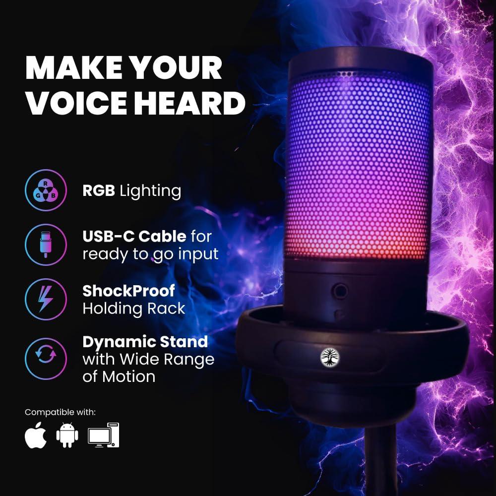 Abel Gaming Live Streaming Kit- Perfect for Streaming Video Games on Twitch, YouTube, Podcasts and Working from Home. includes 1920x1080p Webcam, Professional USB Microphone, and One LED Multi-Color Light