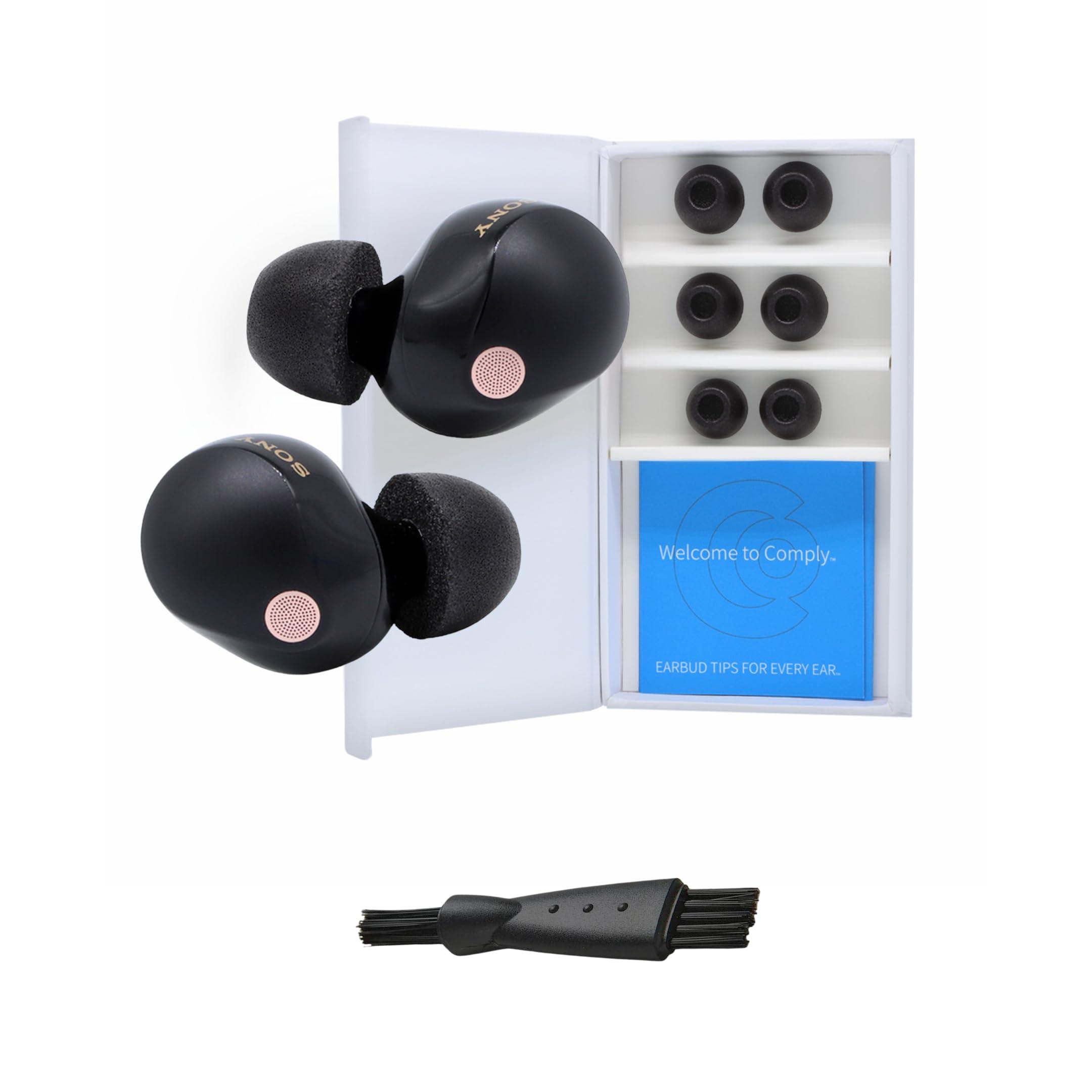 COMPLY Comply Foam New TrueGrip Premium Memory Foam Ear Tips for All Sony TrueWireless Earbuds, Assorted S, M, L, Black 3-Pairs - Small Stocking Stuffers, Noise Isolation with Cleaning Tool