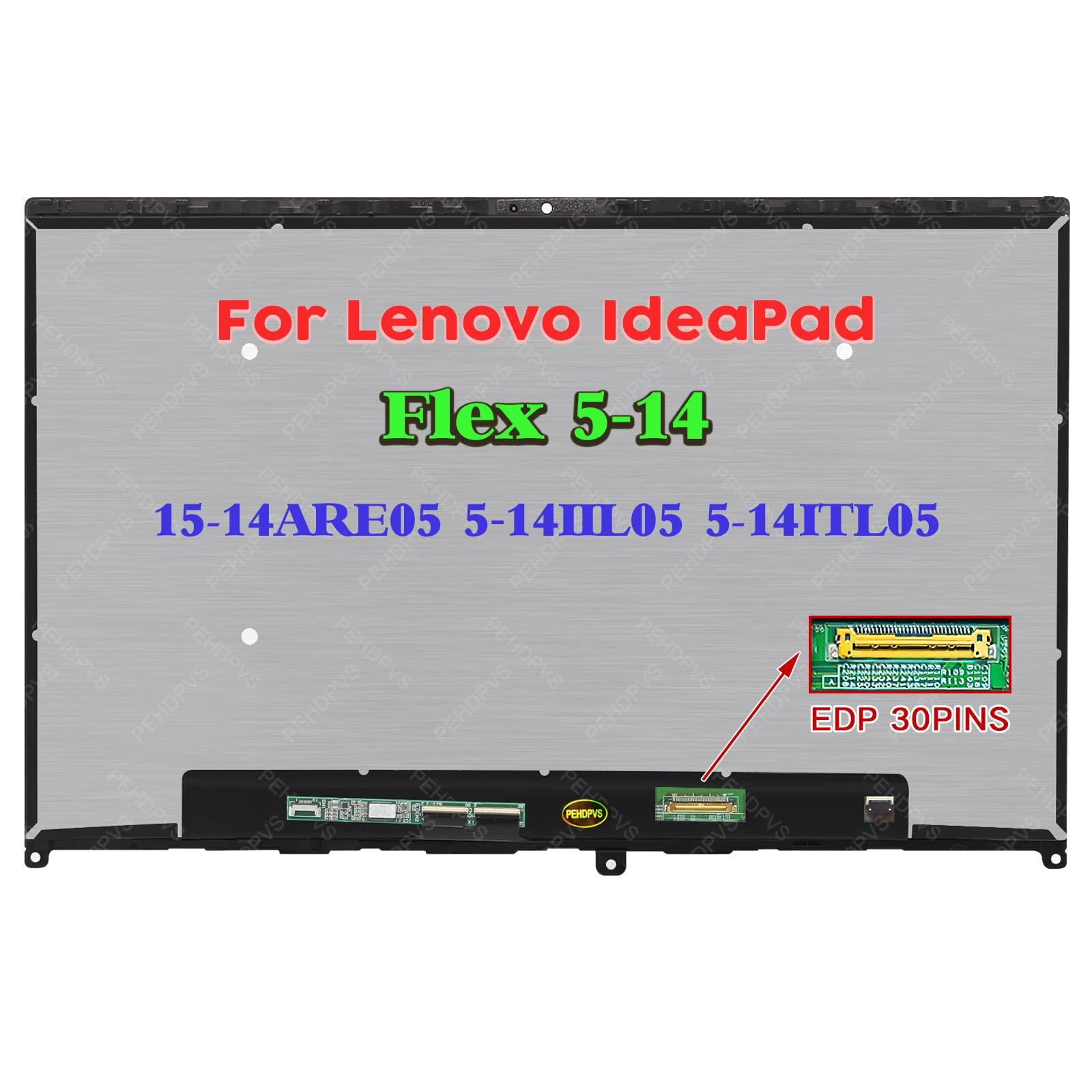 PEHDPVS 14.0" Screen Replacement for Lenovo IdeaPad Flex 5 14ARE05 81X2000HUS FHD 1920X1080 LED LCD Touch Screen + Bezel Display Digitizer Assembly