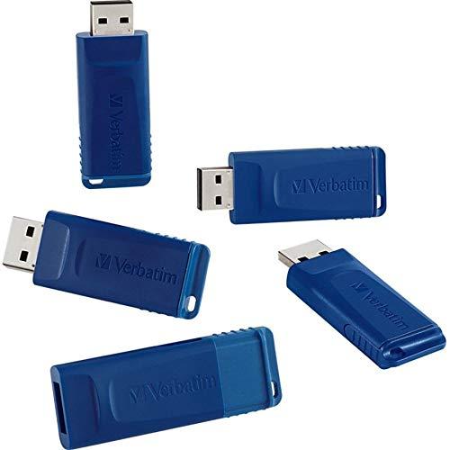 Verbatim Verbatim 8GB Retractable USB 2.0 Flash Thumb Drive with Microban Antimicrobial Product Protection Five Pack Blue