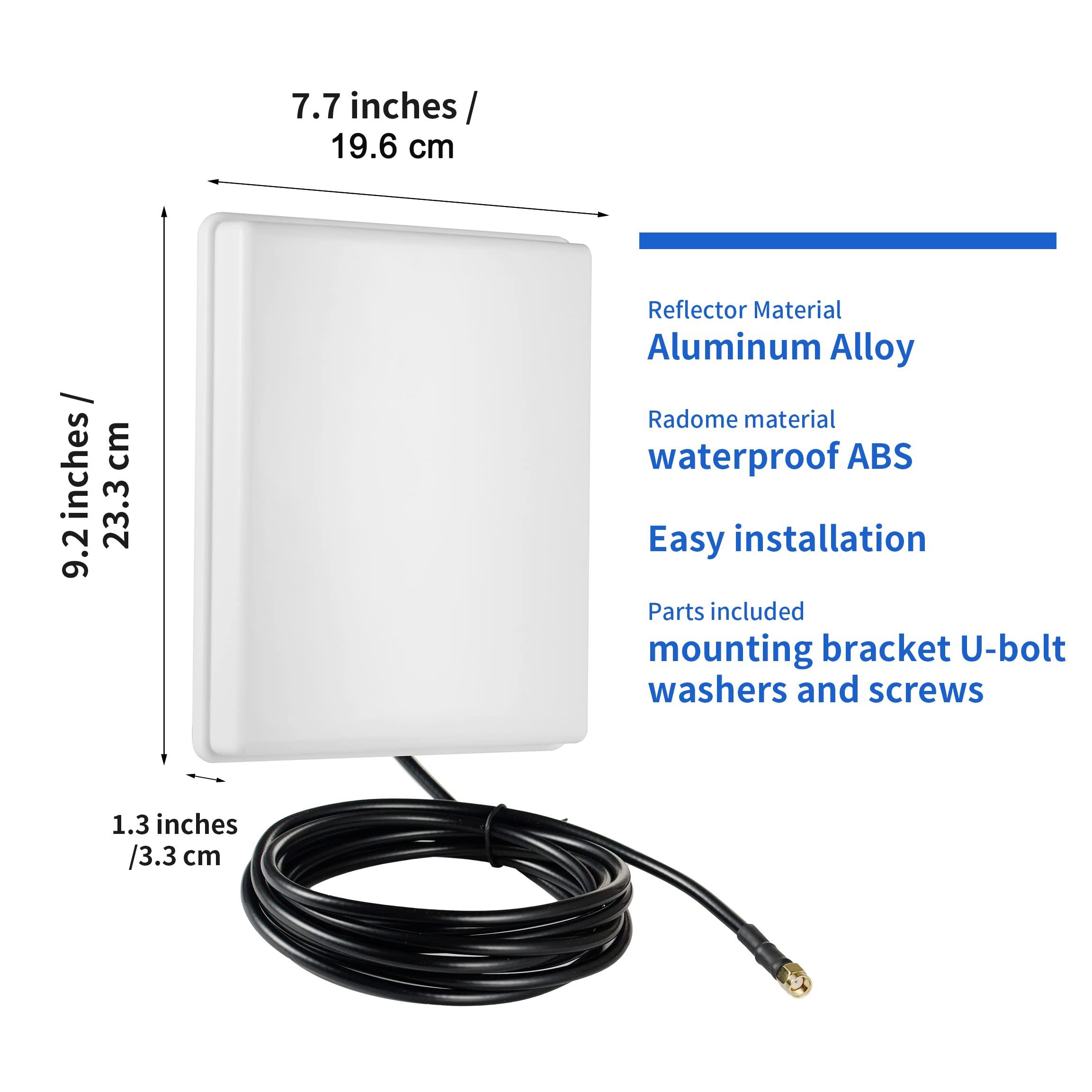 eifagur Outdoor 15dBi Dual Band WiFi 2.4GHz 5GHz 5.8GHz Long-Range Directional Panel Antenna with 10Ft Cable for WiFi Router Wireless Network Card Security IP Camera Video Surveillance Monitor, Eifagur