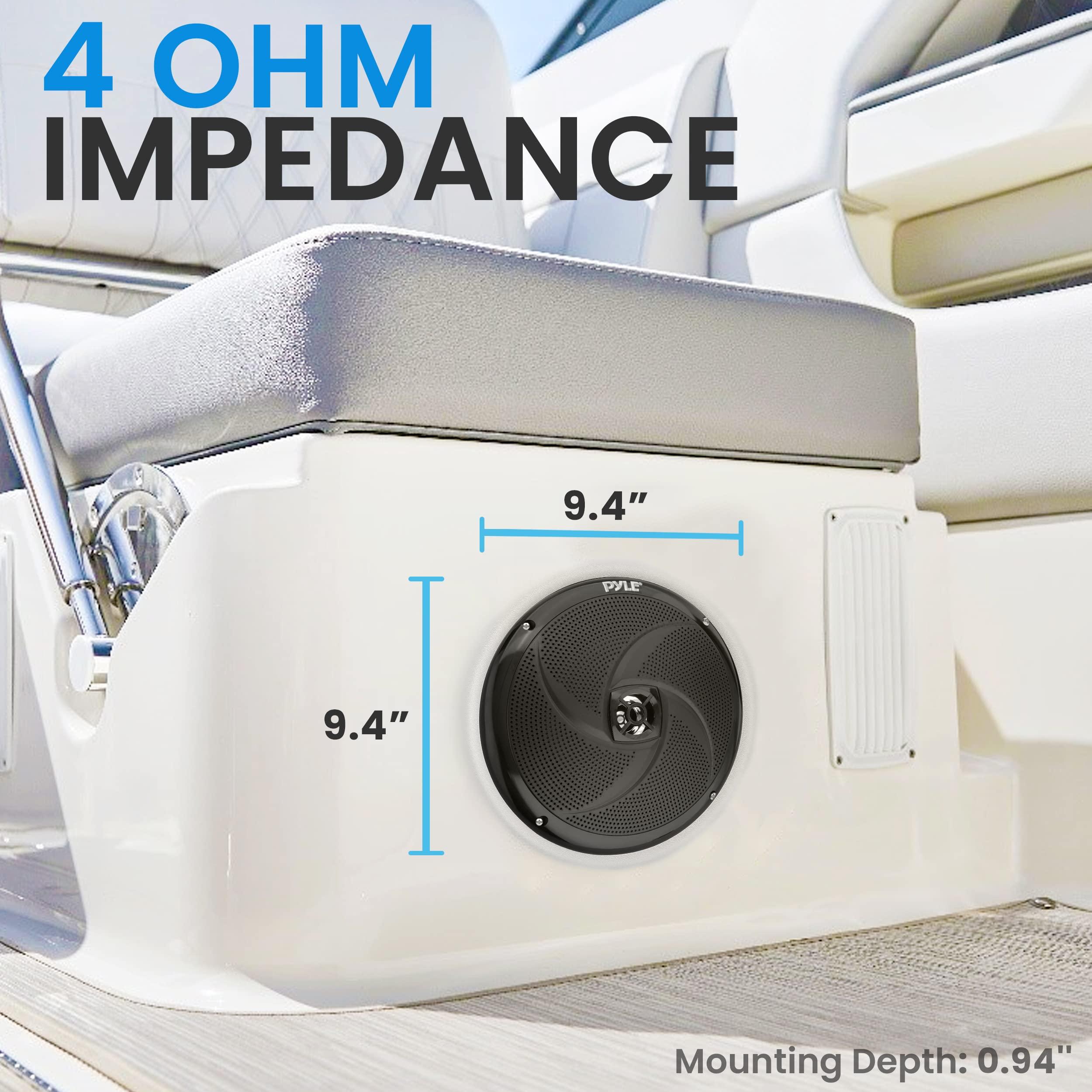 Pyle PyleUsa Marine Vehicle Speakers - Dual 2-Way 320W 4 Ohm Low Profile Waterproof Car Component Speaker System, 8 Oz Magnet, Voice Coil, for Custom Audio Boat, Truck, Watercraft, Mobile, Off-Road (Black)