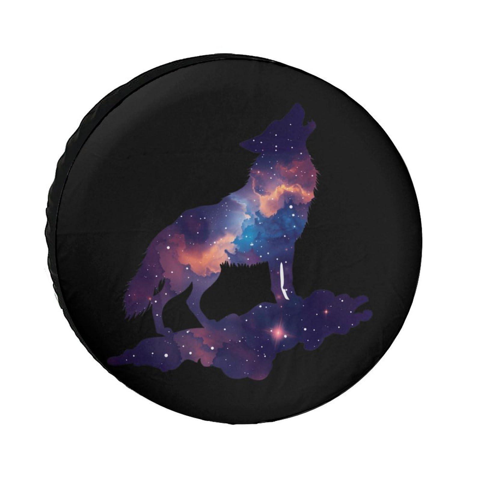 DirectNine Basics Wolf Galaxy Spare Tire Cover Waterproof Wheel Cover Durable Protectors Fits for Most Vehicle 34inch