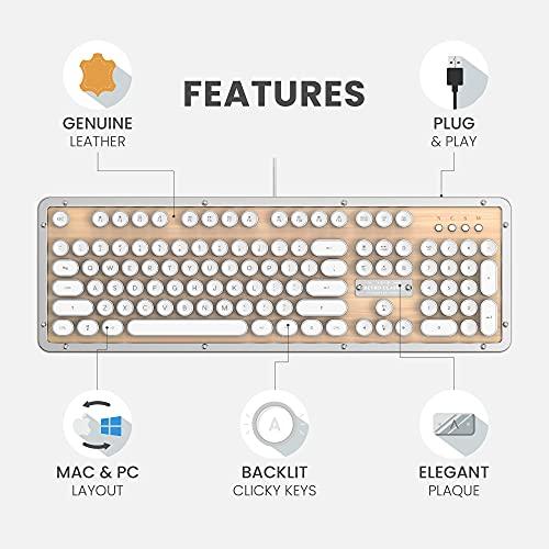 Azio Azio Retro Classic USB (Maple)- Wired Backlit Vintage Maple Wood Mechanical Keyboard for PC (MK-RETRO-W-02-US)