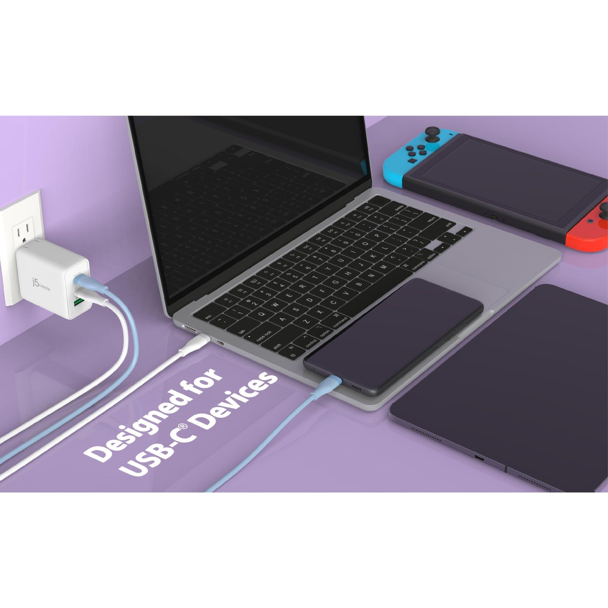 j5create j5 Create USB-C 60W Liquid Silicone Fast Charging Cable, White, JUCX17W