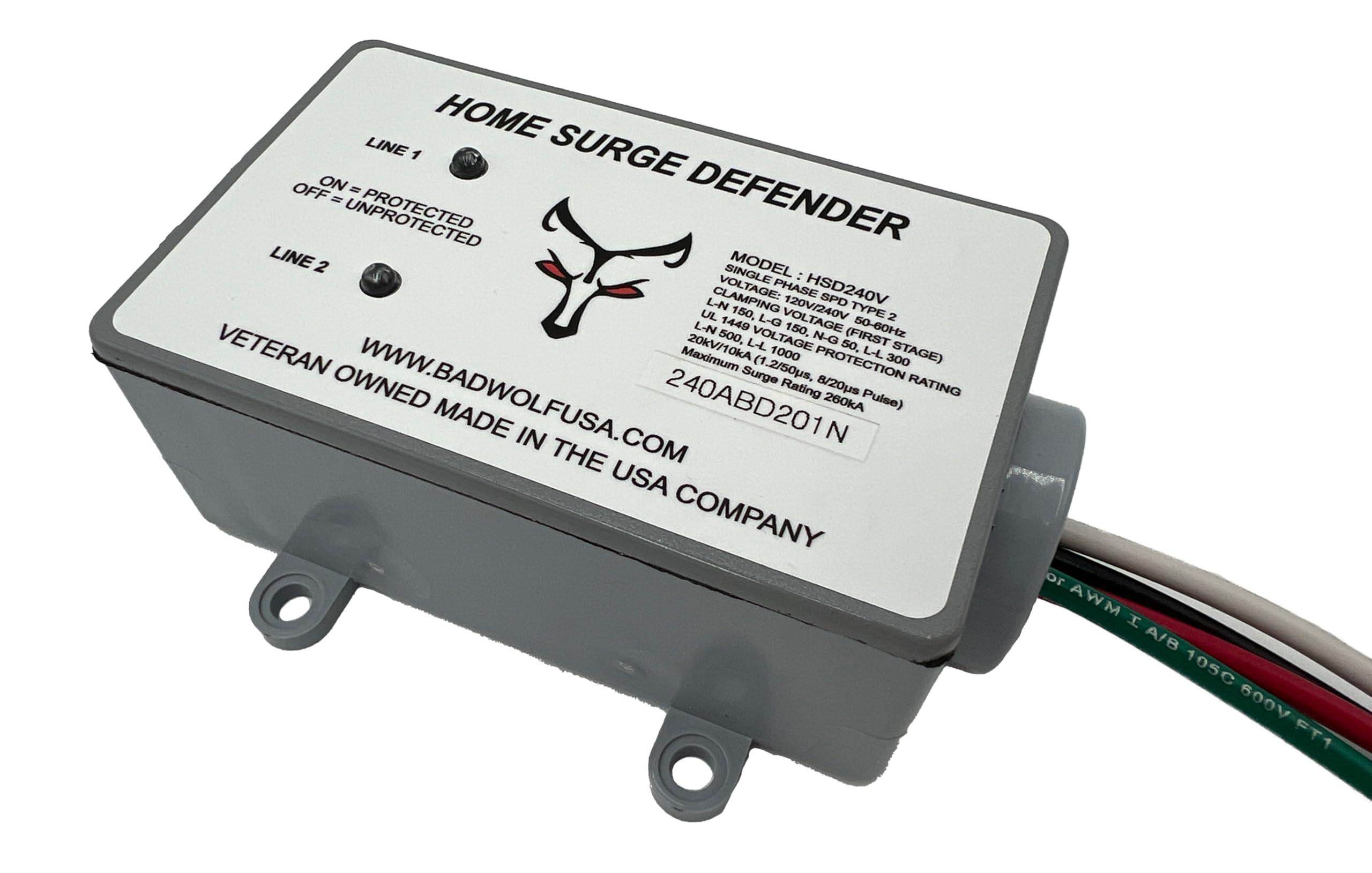 Bad Wolf Whole House EMP Surge Protector, 260kA of Surge Protection to Shield Your Home from Transient Surges Such As Lightning, EMP, CME, Solar Flare and More