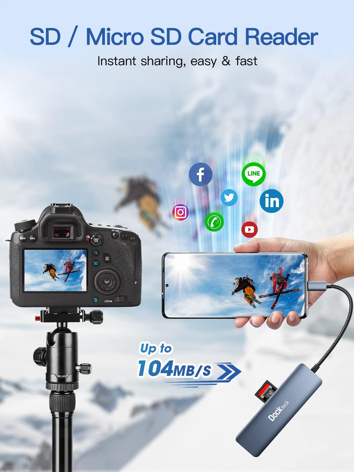 dockteck USB C Hub Multiport Adapter - Dockteck 6 in 1 USB C Dock with 100W PD, 4K 60Hz HDMI, USB 3.0, SD/TF Card Reader, USBC Hub for MacBook Pro Air Microsoft Surface Pro