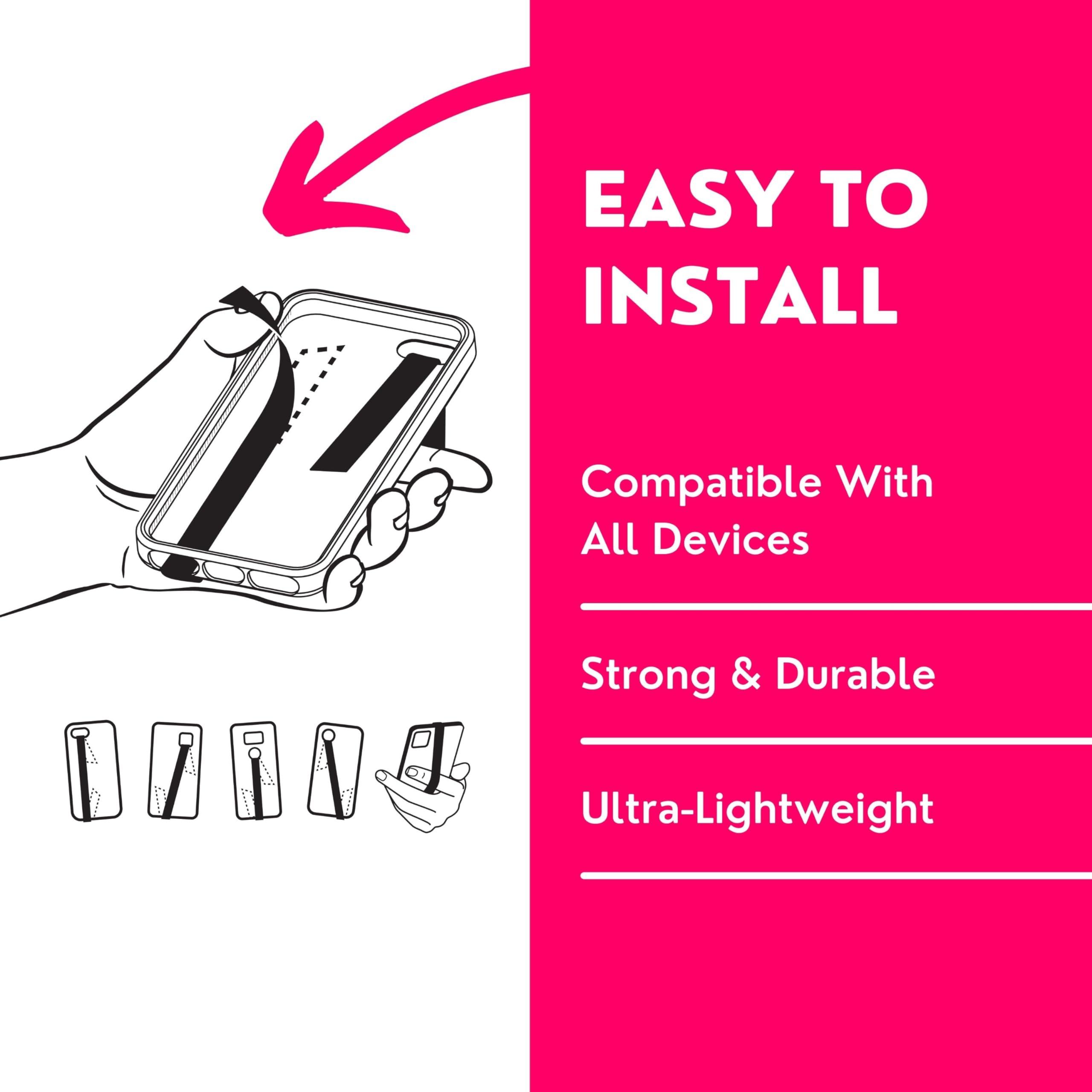 Phone Loops Phone Loops: Non-Elastic Phone Grip, Phone Strap, Phone Holder for Hand - Small, Light and Discreet Phone Loop Cell Phone Holder for Hand - Phone Finger Holder