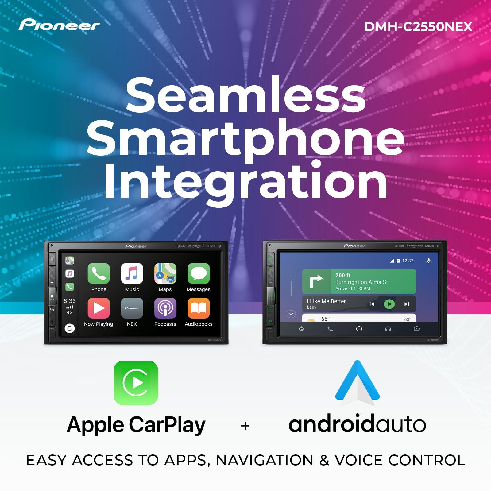 PIONEER Pioneer DMH-C2550NEX Digital Multimedia Receiver With Wired Apple CarPlay and Android Auto, 6.8\" Capacitive Touchscreen, Double-DIN, Built-In Bluetooth, Amazon Alexa via App, Backup Camera Compatible