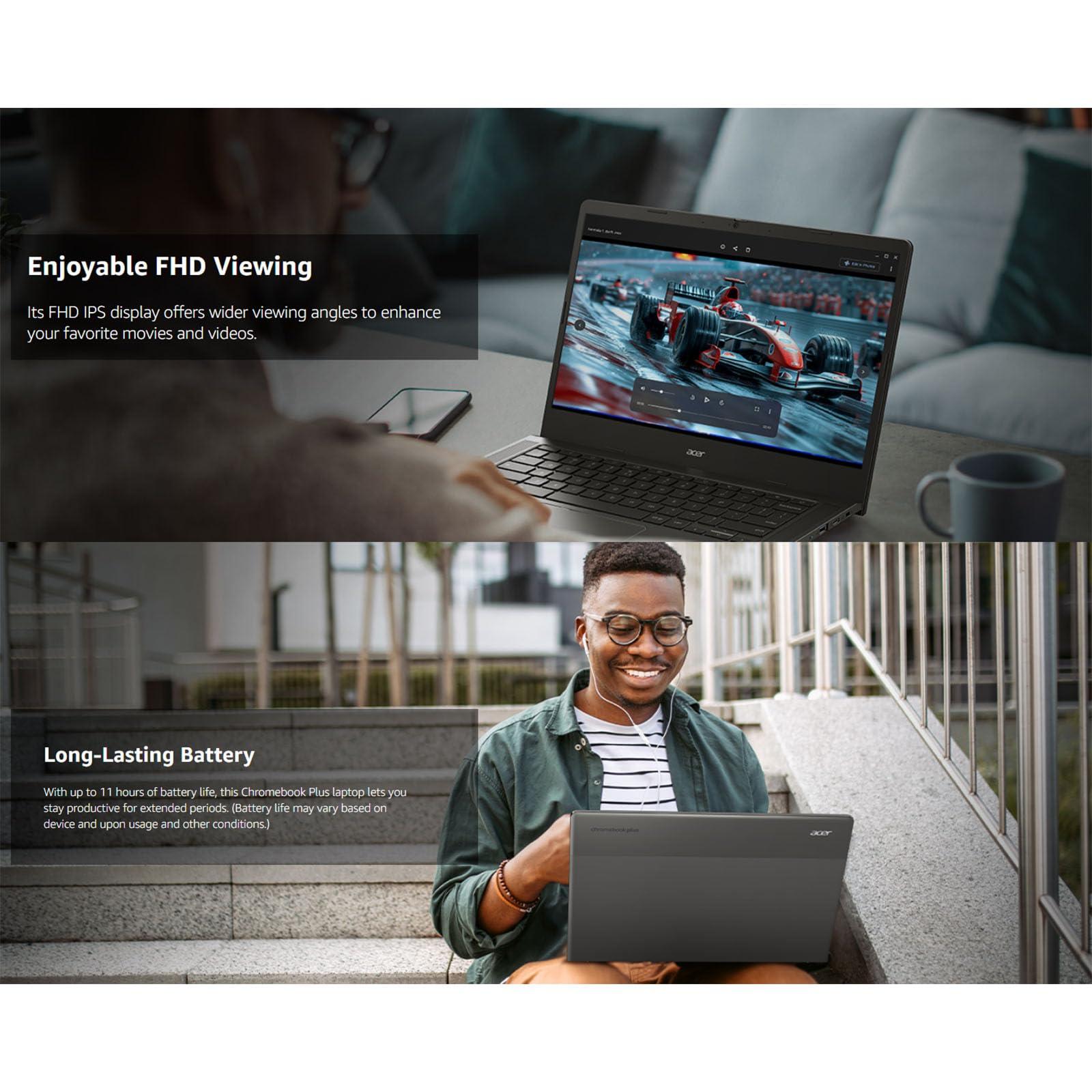 Acer Acer Chromebook Plus 14 Touchscreen Laptop Google - 14inch FHD Touchscreen Stylus Pen - 8 Core Intel i3-N305 - USB C - Google Chromebook Students School Laptop Mini - 2024 (8GB RAM |512GB PCIe SSD)