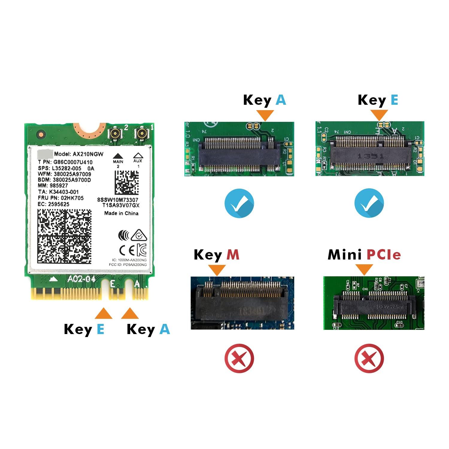 OKN AX210NGW WiFi 6E Card M.2 5400Mbps Tri-Band Wireless Module for Laptop,11AX WiFi Adapter with Bluetooth 5.3,MU-MIMO, Ultra-Low Latency, NGFF, Supports Windows 11/10 (64bit)