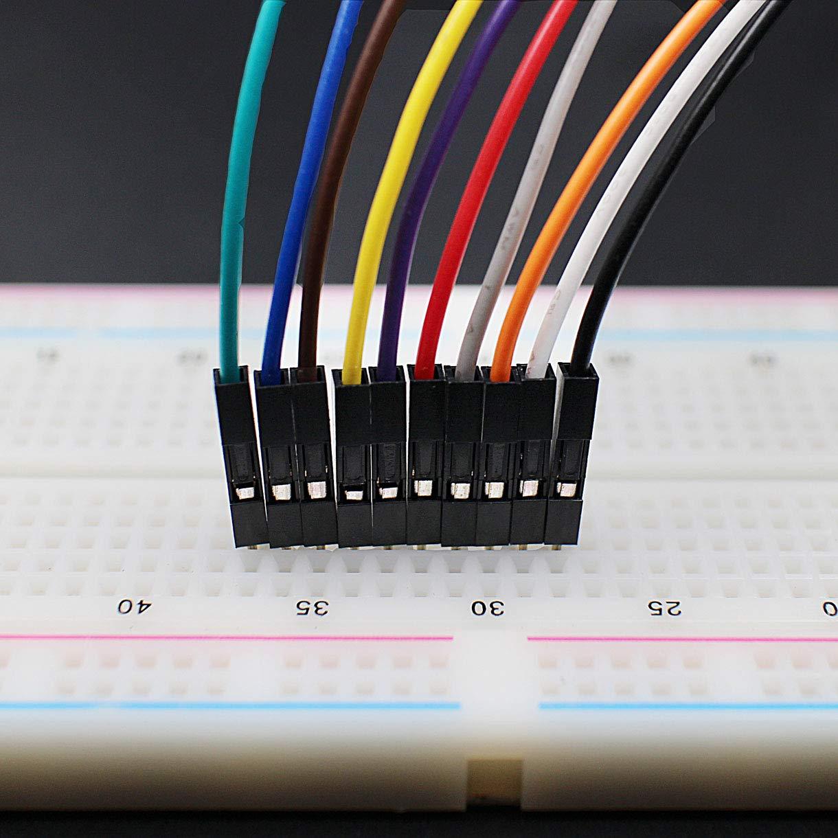 HELLOYEE Breadboard Jumper Wires Male to Female 6'' Length 0.1'' Square Head 100-Pack 10 Colors 24AWG by Hellotronics (15CM, 1P M/F)