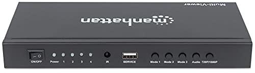 Manhattan Manhattan 1080P 4 Port HDMI Multiviewer Switch with IR Remote Control - Connects 4 HDMI Audio/ Video Sources to be Displayed on 1 Screen - 207881